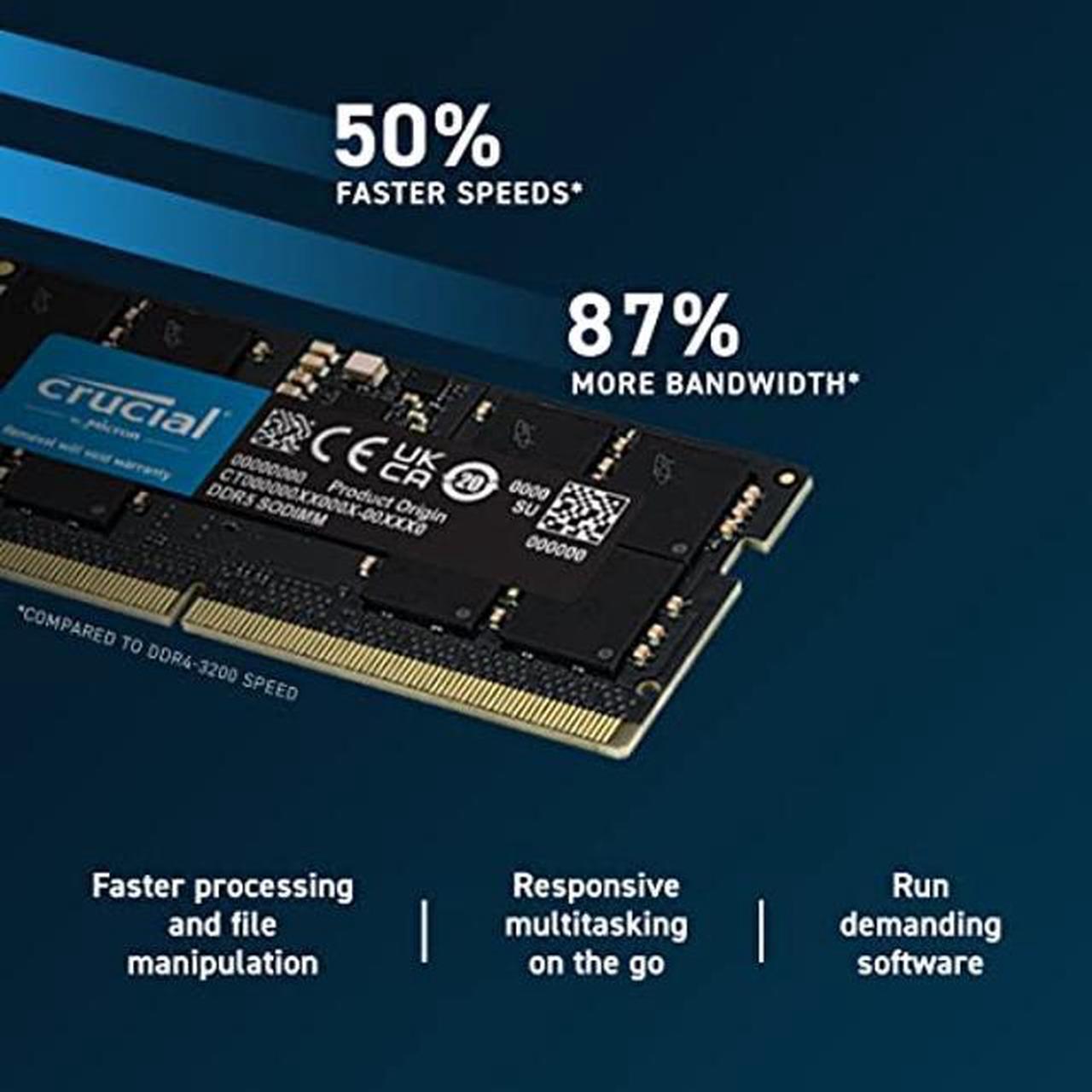 Alt view image 3 of 5 - Crucial RAM 32GB DDR5 4800MHz CL40 Laptop Memory CT32G48C40S5