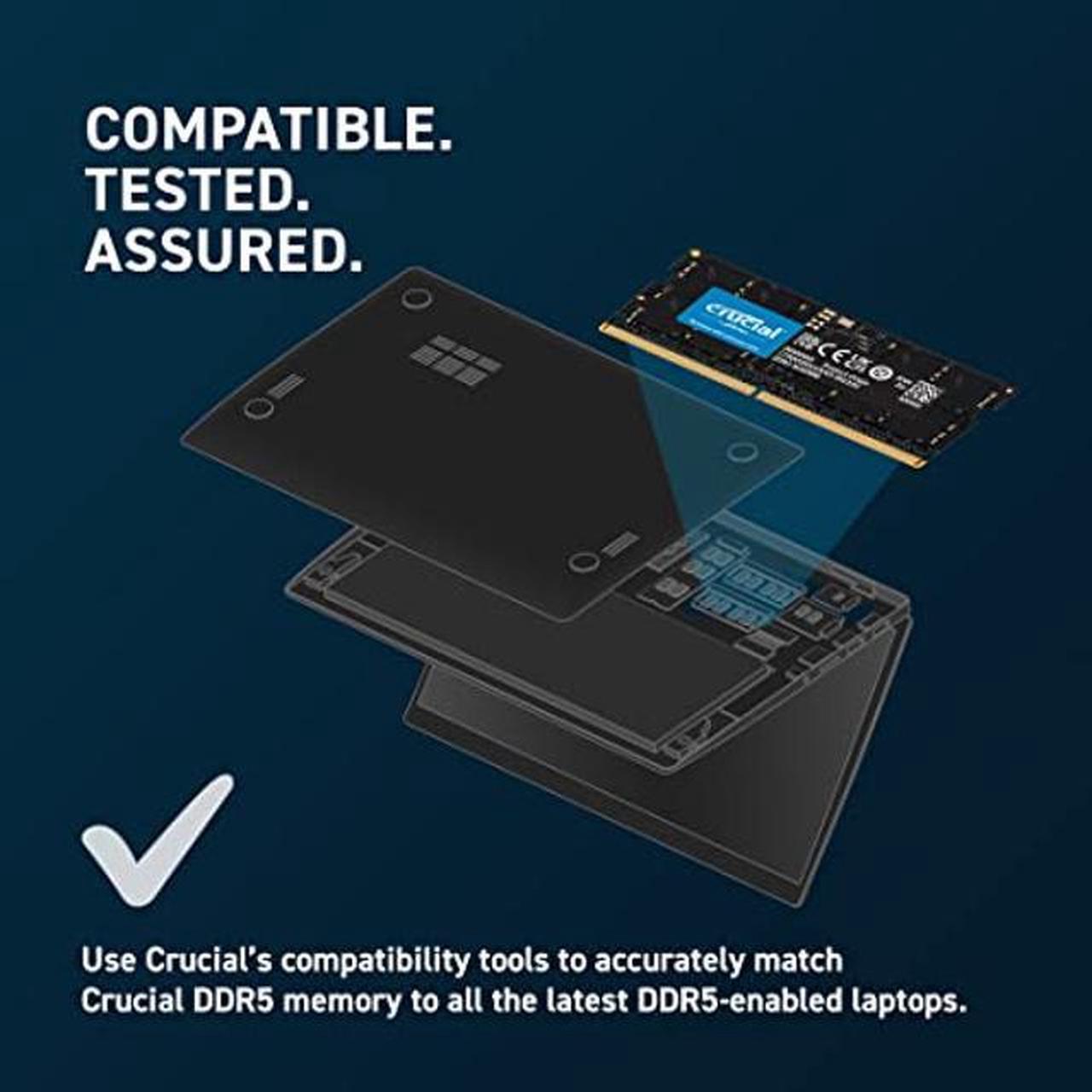 Alt view image 5 of 5 - Crucial RAM 32GB DDR5 4800MHz CL40 Laptop Memory CT32G48C40S5