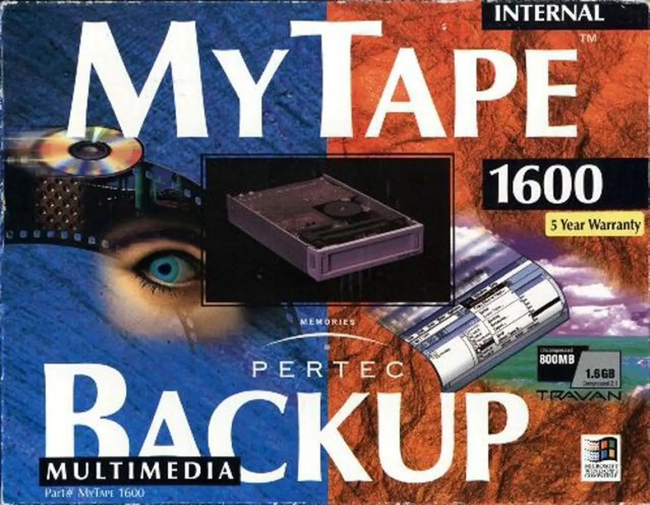 Main image of Pertec MyTape Backup 1600 MBytes Multimedia Internal Travan Tape Drive
