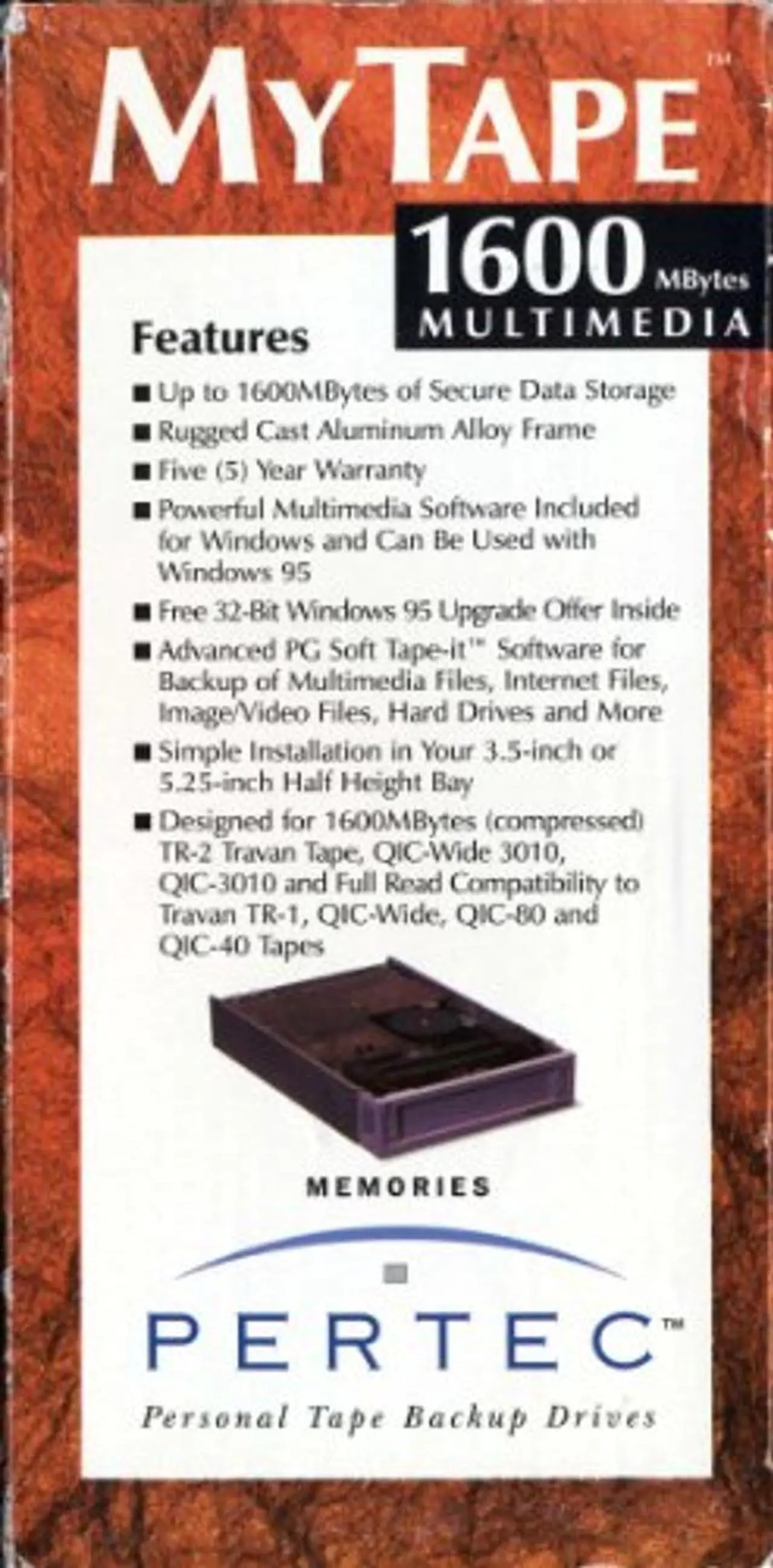 Alt view image 3 of 4 - Pertec MyTape Backup 1600 MBytes Multimedia Internal Travan Tape Drive