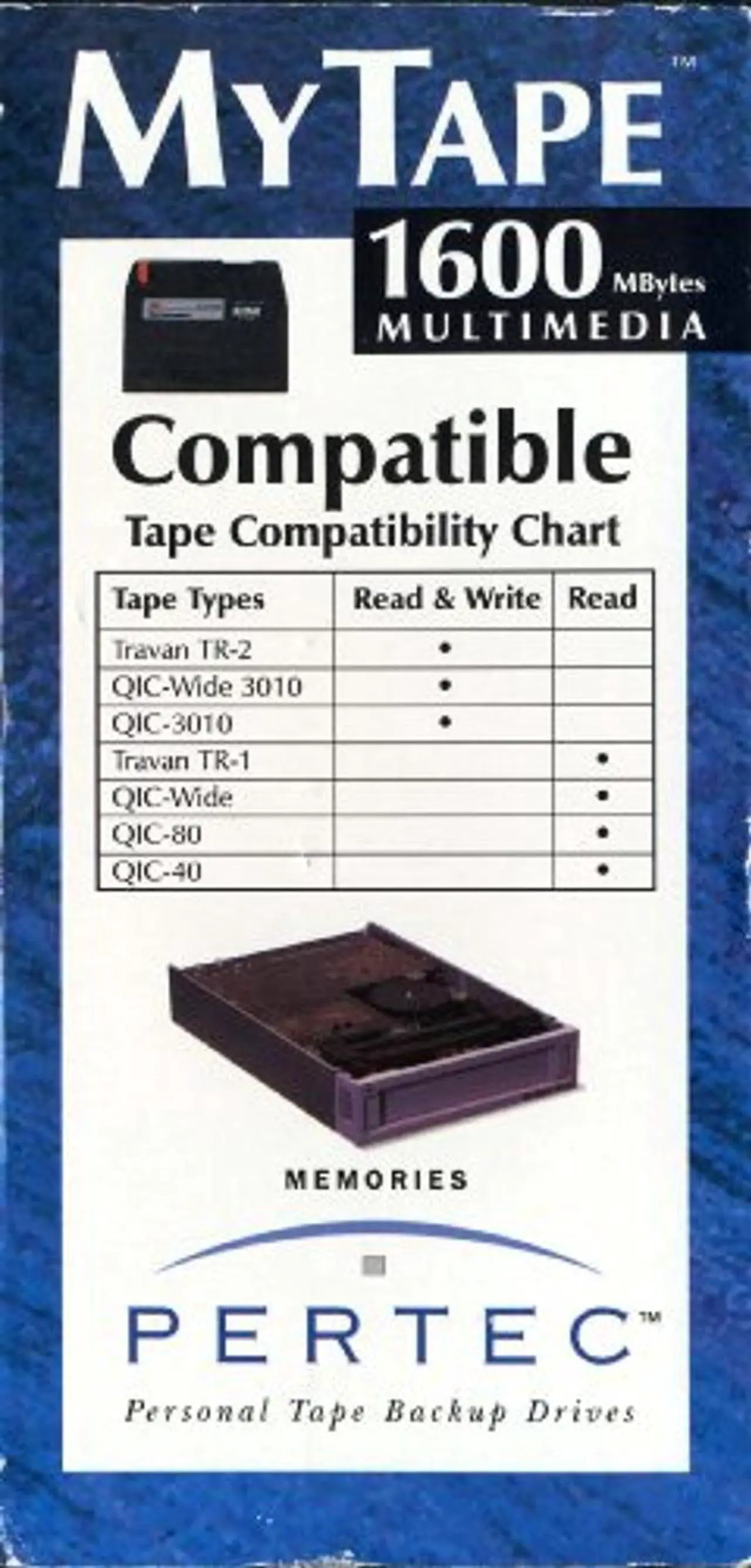 Alt view image 4 of 4 - Pertec MyTape Backup 1600 MBytes Multimedia Internal Travan Tape Drive