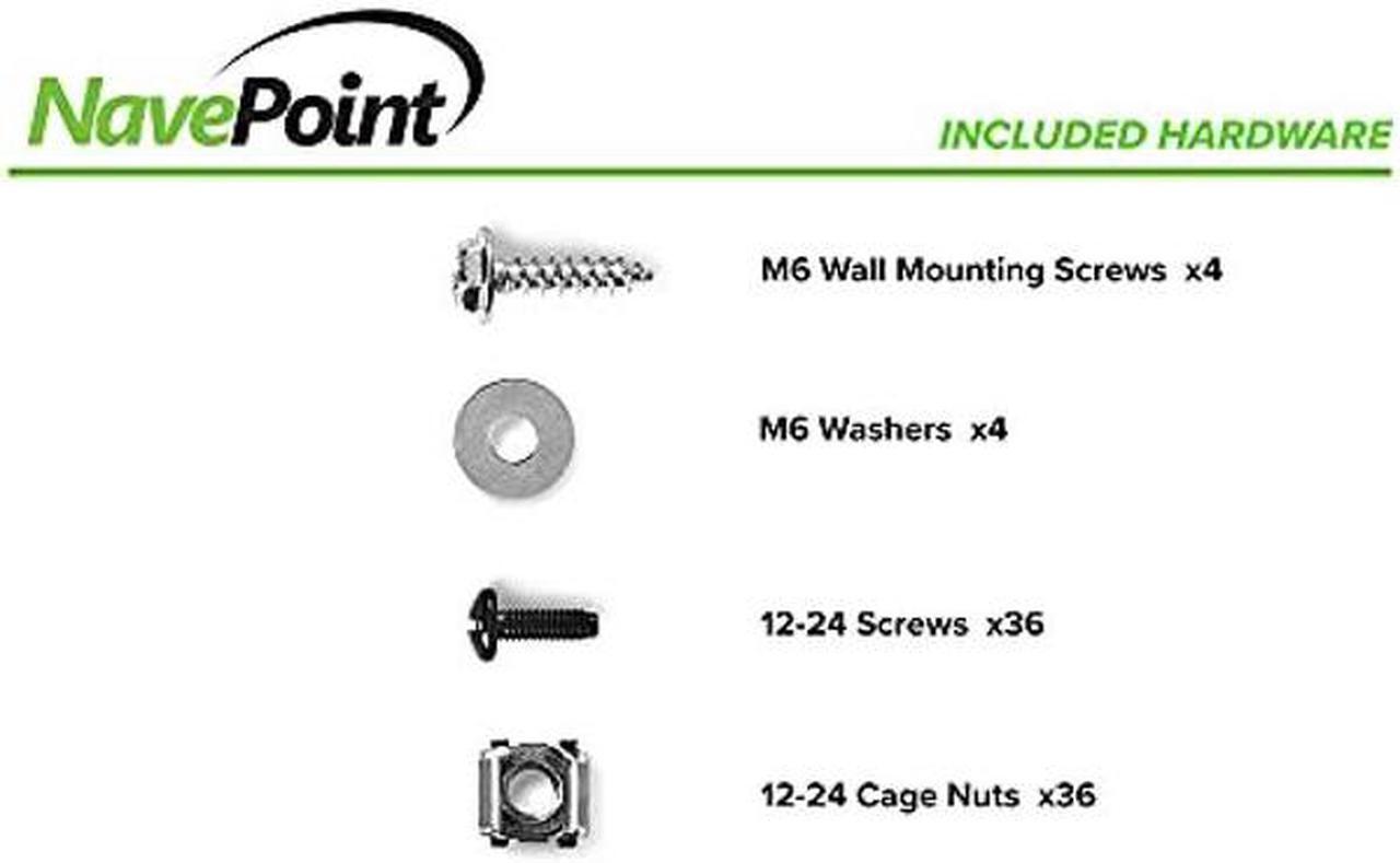 Alt view image 5 of 5 - NavePoint 6U Open Frame Wall Mount Server Rack for 19" Networking IT Equipment & A/V Gear, 24.81" Depth, 132 lbs Weight Capacity, 12-24 Threaded