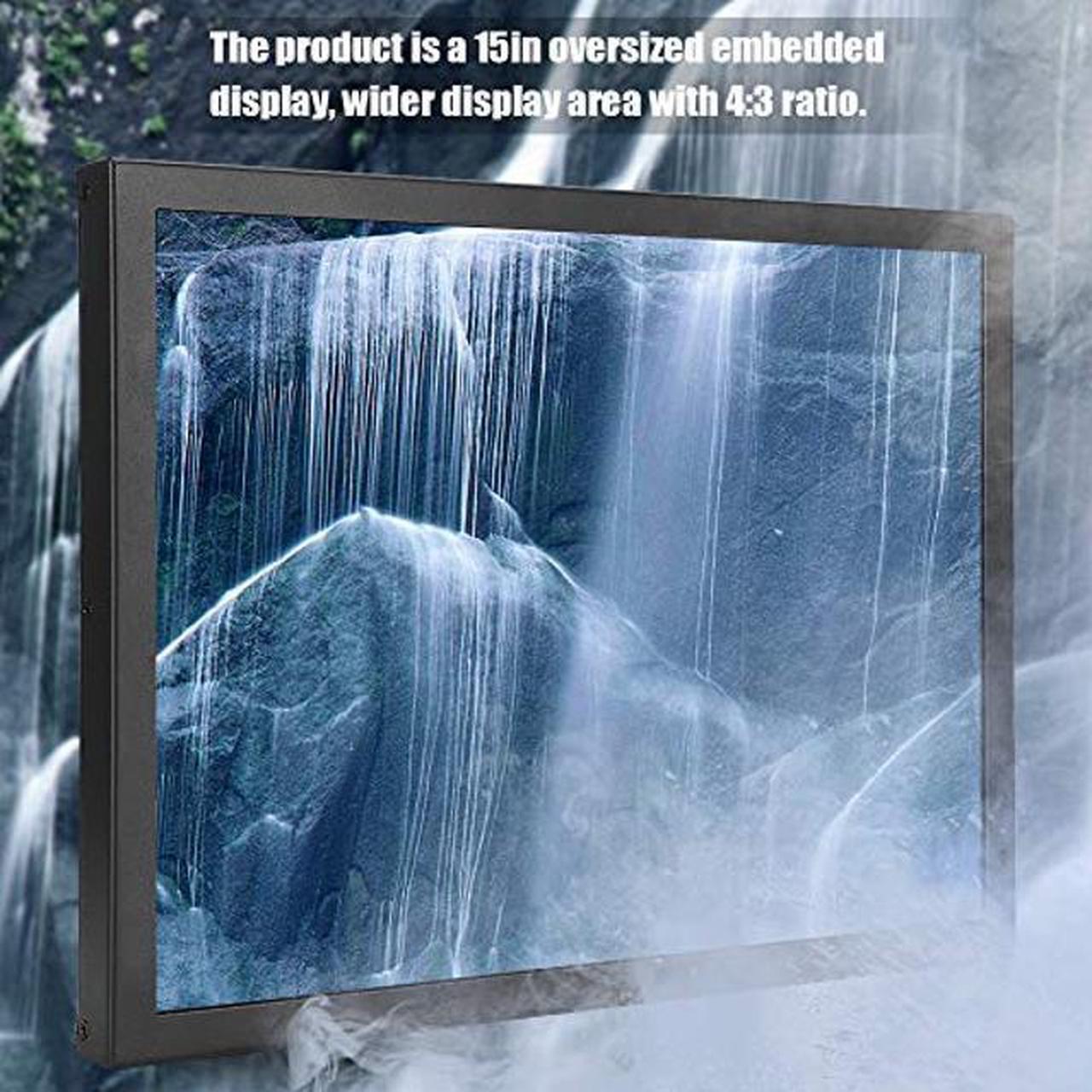 Alt view image 2 of 5 - Wendry 15in Portable Monitor, TFT 4:3 Display Embedded Industrial Monitor Support HDMI/VGA/AV/BNC/USB Input, for PC, TV, CCTV, Camera and Computer(US)