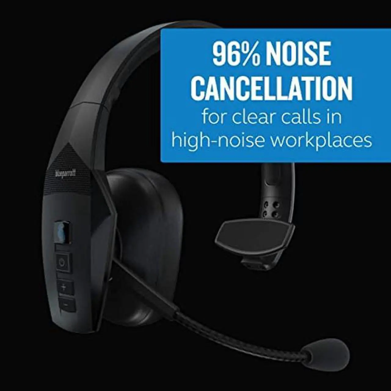 Alt view image 3 of 5 - BlueParrott B550-XT Voice-Controlled Bluetooth Headset - Industry Leading Sound with Long Wireless Range, Extreme Comfort and Up to 24 Hours of Talk Time, Black