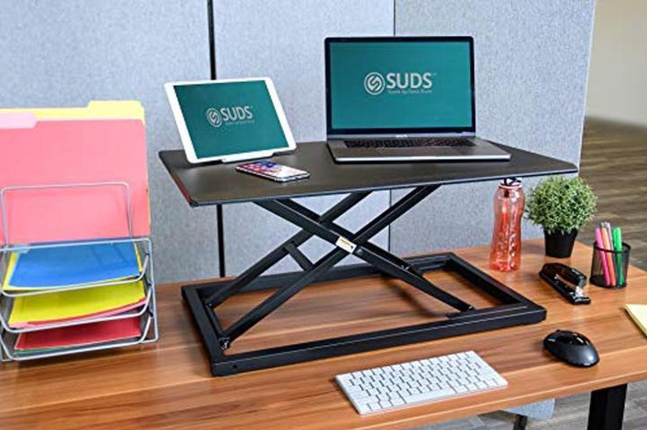 Alt view image 5 of 5 - Stand Up Desk Store AirRise Adjustable Height Standing Desk Converter Monitor Stand (Black, 29")