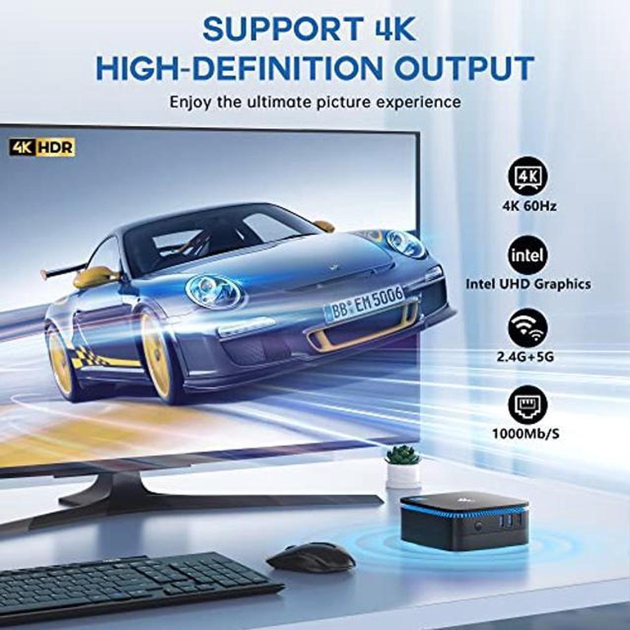 Alt view image 3 of 5 - KAMRUI AK1 Plus Mini PC, Intel 12th Gen N95(up to 3.4GHz) Mini Desktop Computers, 8GB RAM/256GB M.2 SSD Micro Computer Tower Support 4K UHD, Dual Wi-Fi, BT 4.2 for Business Home Office