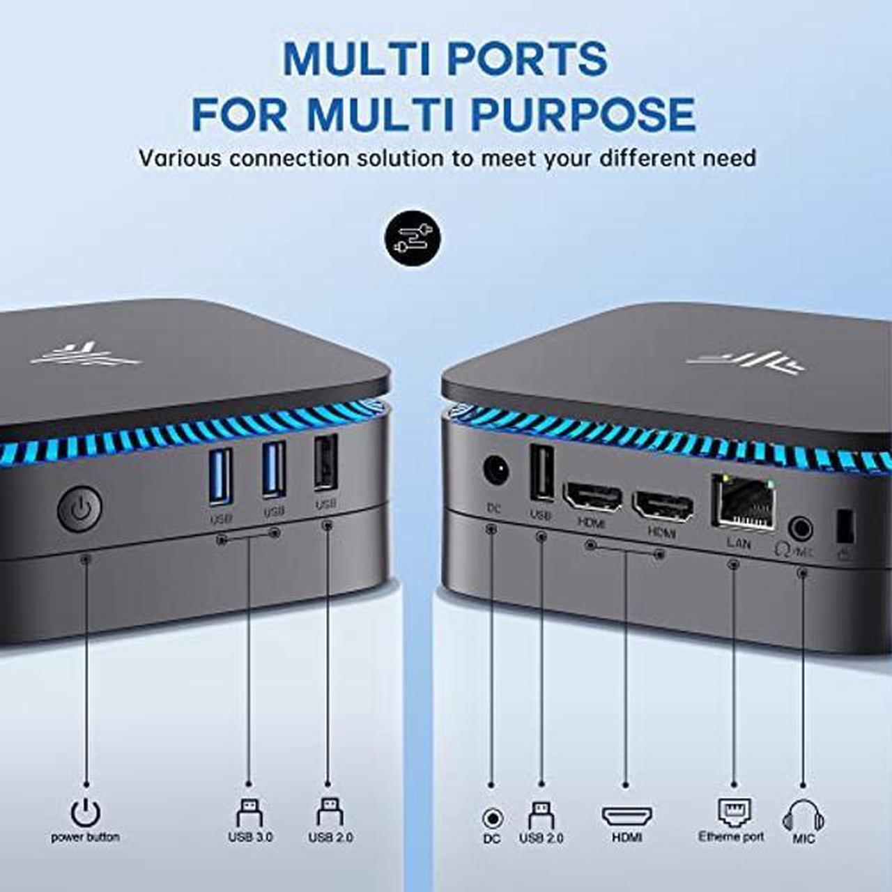 Alt view image 4 of 5 - KAMRUI AK1 Plus Mini PC, Intel 12th Gen N95(up to 3.4GHz) Mini Desktop Computers, 8GB RAM/256GB M.2 SSD Micro Computer Tower Support 4K UHD, Dual Wi-Fi, BT 4.2 for Business Home Office