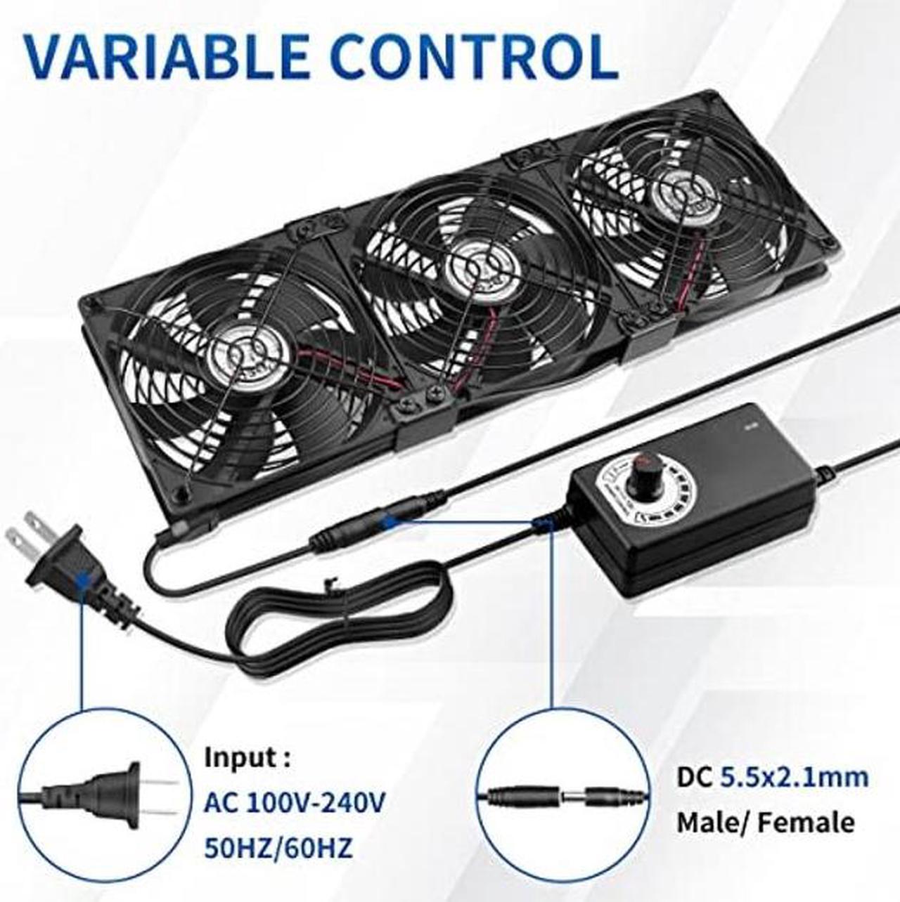 Alt view image 4 of 5 - WDERAIR 3 x 120mm High CFM 110v-240v Computer Pc Case Fan with AC Plug for Cooling CPU Cabinets, PS4, Small Box, RV Refrigerator, Window, Registered Booster for DIY Exhaust Project