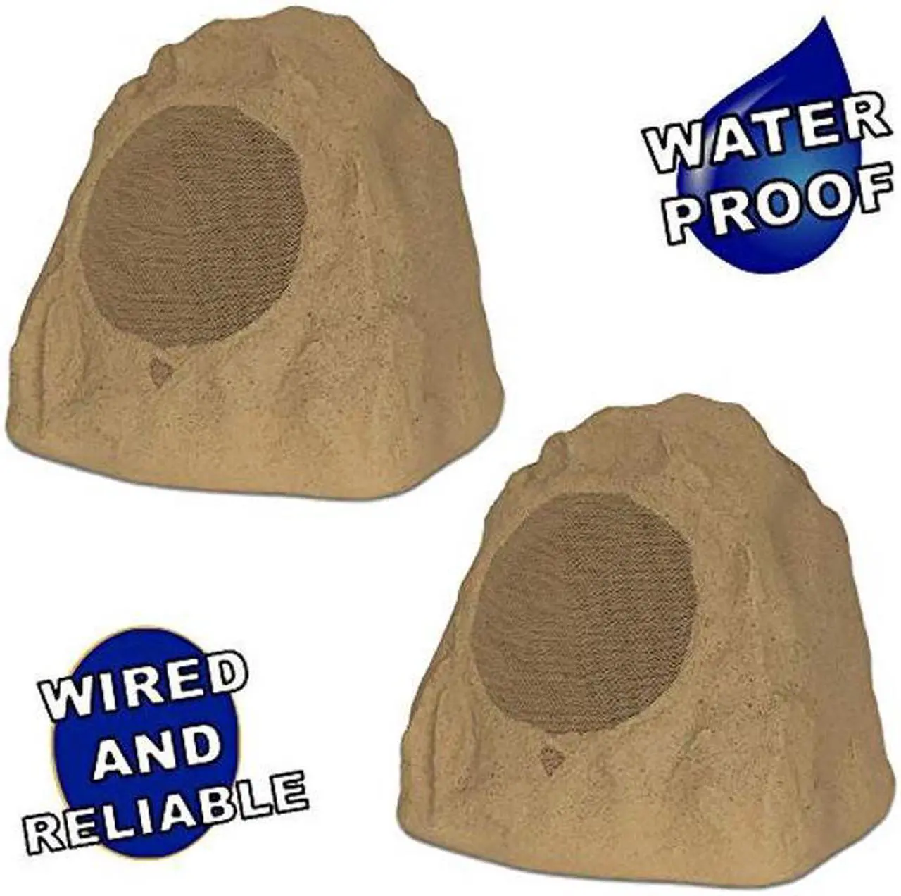 Alt view image 2 of 5 - Theater Solutions 2R8S Outdoor Sandstone 8" Rock 2 Speaker Set for Deck Pool Spa Yard Garden