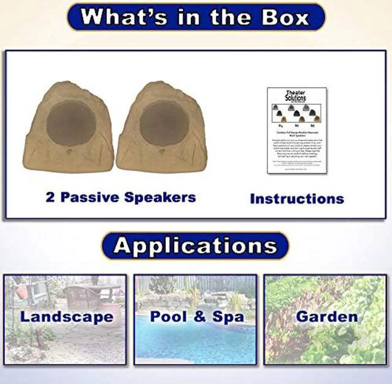 Alt view image 5 of 5 - Theater Solutions 2R8S Outdoor Sandstone 8" Rock 2 Speaker Set for Deck Pool Spa Yard Garden