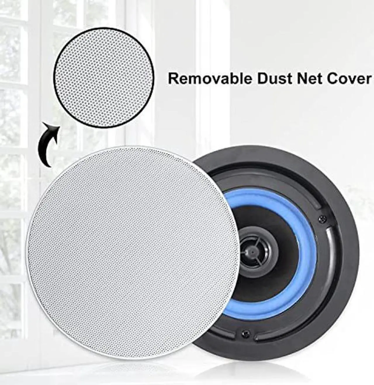 Alt view image 4 of 5 - Herdio 320 Watts 2 Way Flush Mount Ceiling Speakers 4 Inches Perfect for Bathroom, Kitchen,Living Room,Office 4 Speakers