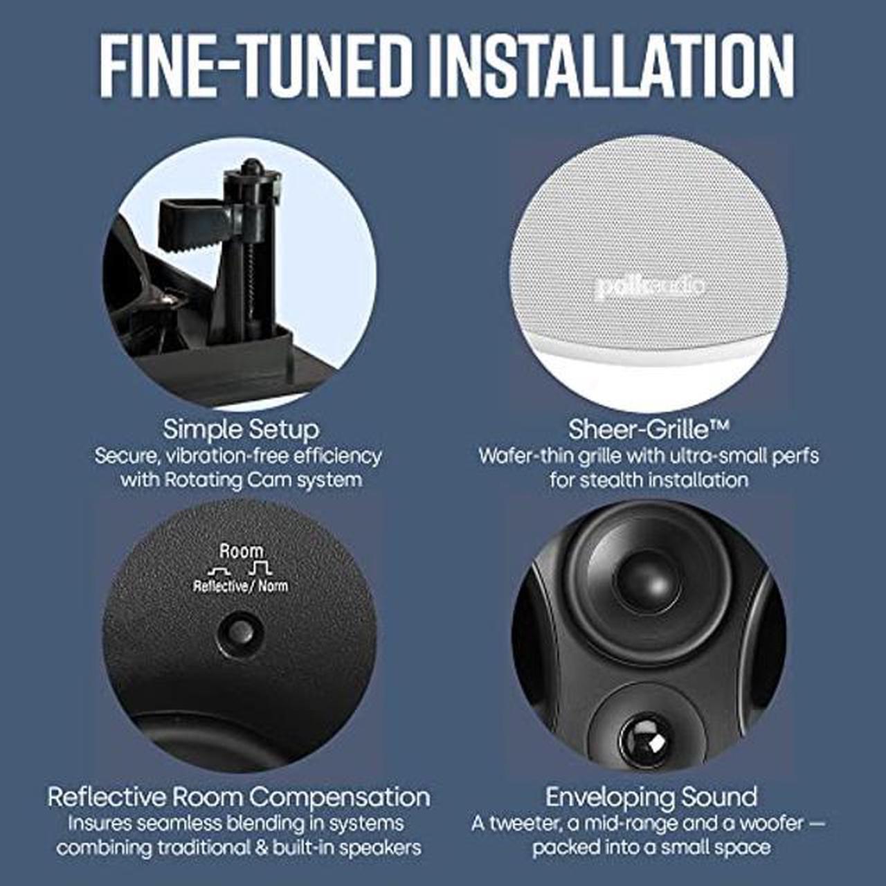 Alt view image 4 of 5 - Polk Audio 70-RT 3-Way In-Ceiling Speaker (2.5" Driver, 7" Sub) - The Vanishing Series | Power Port | Paintable Grille | Dual Band-Pass Bass Ports White, White