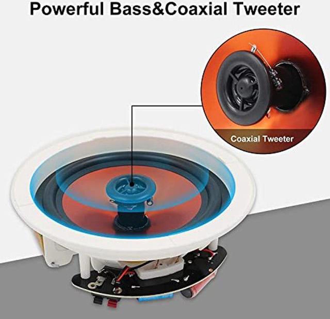 Alt view image 3 of 5 - Herdio 6.5" 600 Watts Ceiling Speakers Wireless Home Recessed Speaker System Perfect for Indoor,Kitchen,Home Theater,Bedroom,Office,Covered Patio(4 Speakers)