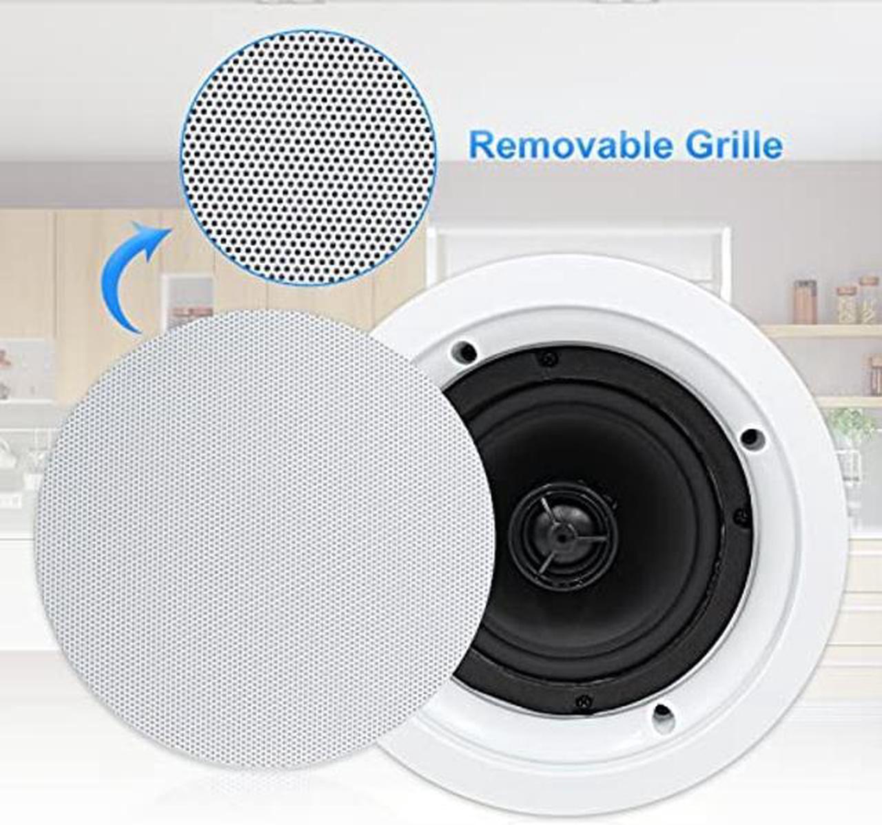Alt view image 3 of 5 - Herdio 5.25" 4 Flush Mount Bluetooth Ceiling Speaker System Max Power 600 Watts Perfect for Humid Indoor Outdoor, Kitchen,Bedroom,Bathroom,Home Theater,Covered Porches(4 Speakers)