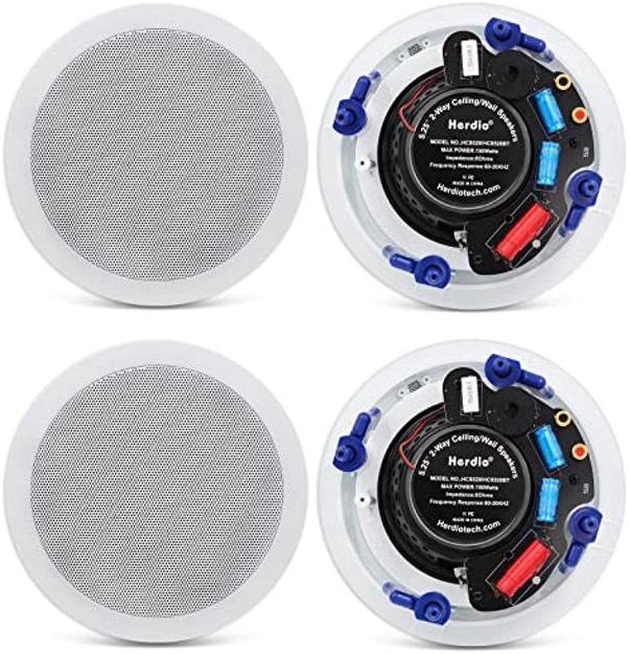 Main image of Herdio 5.25" 4 Flush Mount Bluetooth Ceiling Speaker System Max Power 600 Watts Perfect for Humid Indoor Outdoor, Kitchen,Bedroom,Bathroom,Home Theater,Covered Porches(4 Speakers)