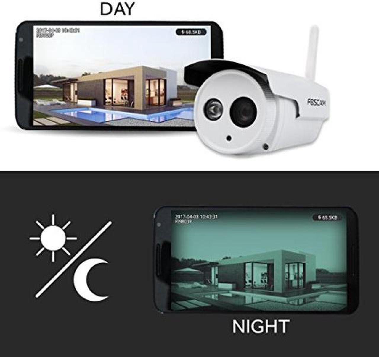Alt view image 3 of 5 - Foscam HD 720P Outdoor WiFi Security Camera - Weatherproof IP66 Bullet / 1MP IP Wireless Surveillance Camera System with iOS/Android App, Night Vision up to 65ft, and More (FI9803P)