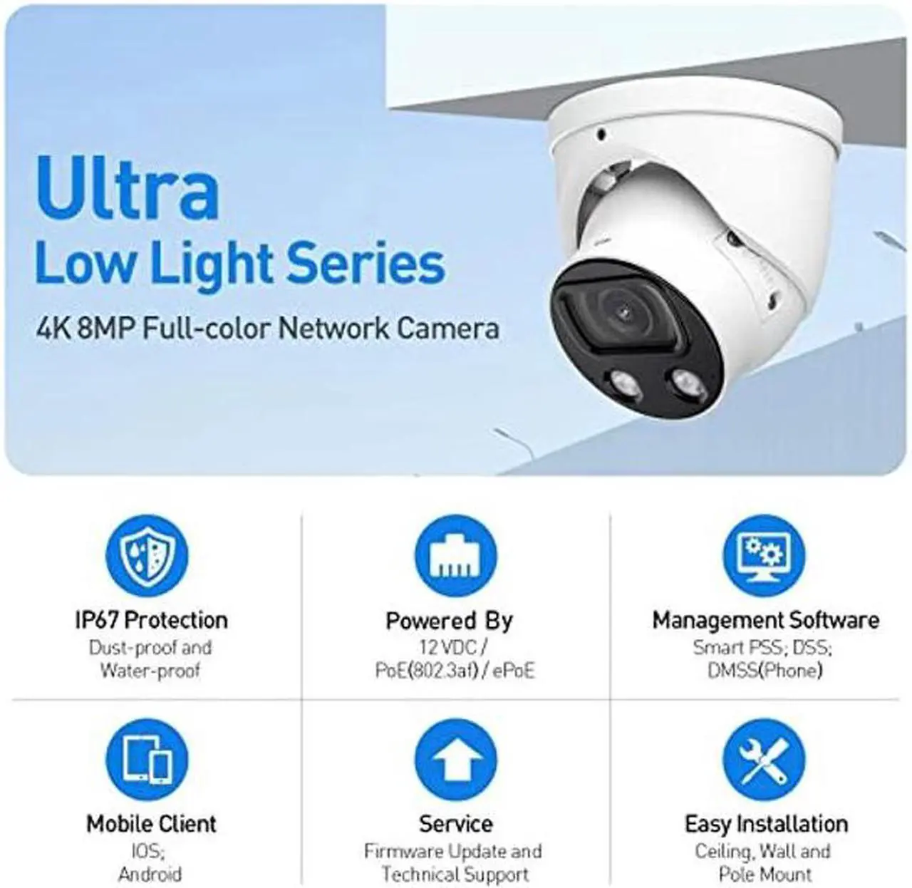 Alt view image 5 of 5 - EmpireTech IPC-Color4K-T 4K Full-Color Ultra Low Light 8MP Smart AI Starlight Turret IP Camera 1/1.2" CMOS,Build-in Warm LED, Built-in Mic,SMD 3.0,PoE and ePoE,IPC-Color4K-T 3.6mm