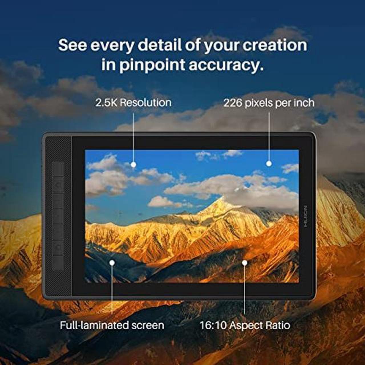 Alt view image 2 of 5 - HUION Kamvas Pro 13 2.5K QHD Graphics Monitor Drawing Tablet with Screen and Skeleton Artist Glove