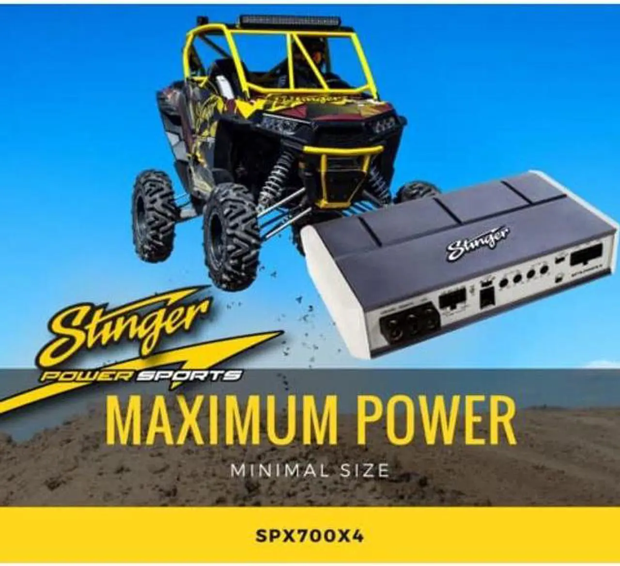 Alt view image 3 of 5 - Stinger SPX700X4 Micro 4 Channel 700 Watt Powersports Amplifier for Motorcycles, ATV, Marine and Mobile Applications
