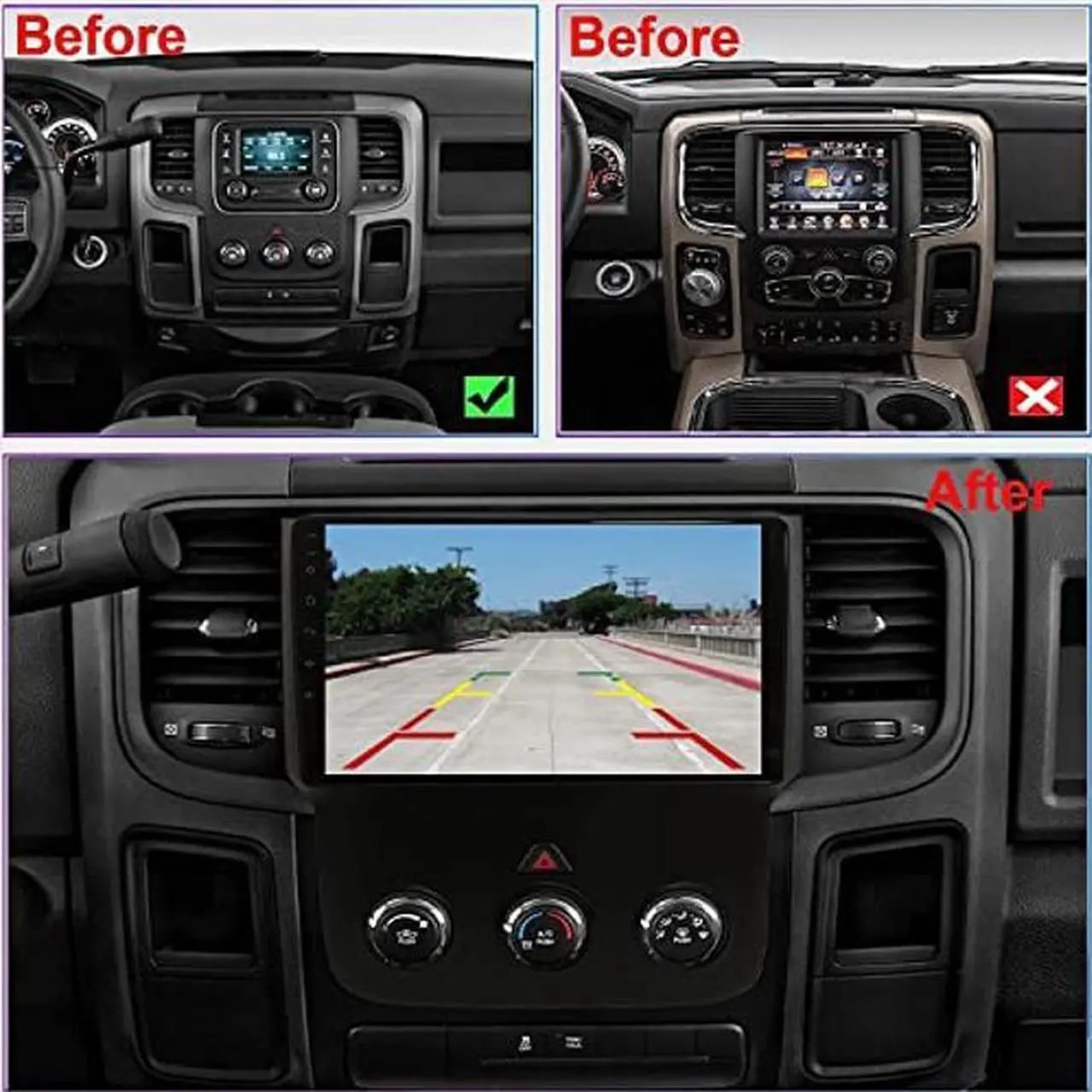 Alt view image 2 of 5 - CZSWCH Android 12 Stereo Radio for Dodge Ram 1500 2500 3500 (2013-2018) Manual AC,Octa Core(4G+64G) 9 Inch IPS Screen Built-in Wireless Carplay/Android Auto/DSP/4G LTE/WiFi Free Camera