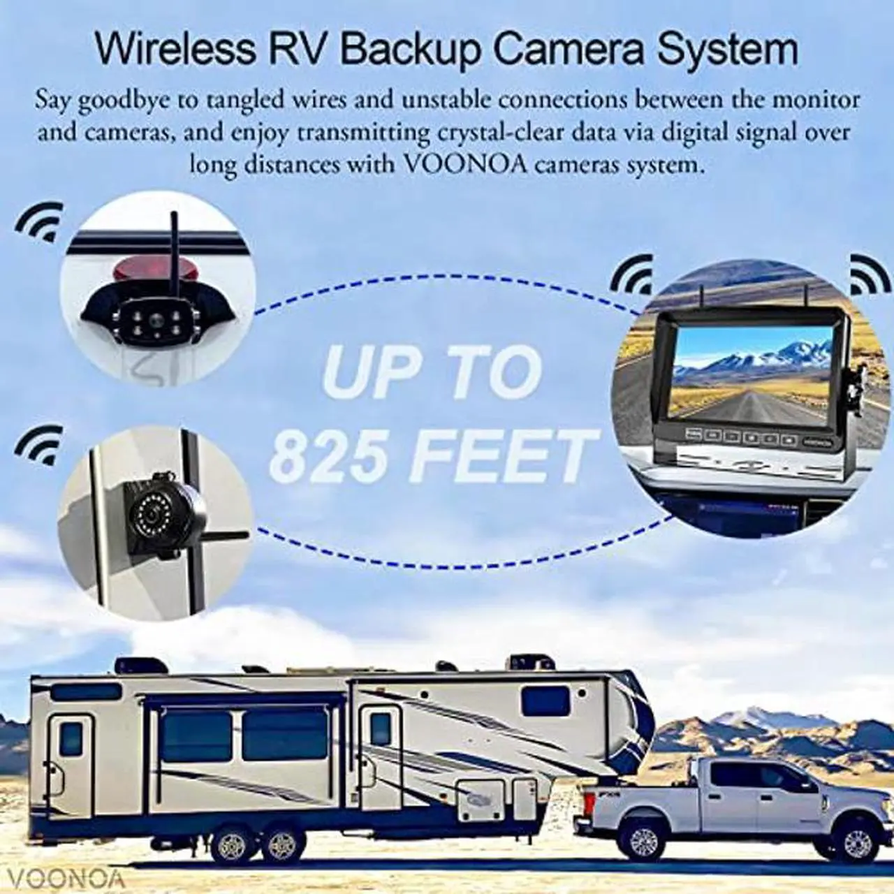 Alt view image 3 of 5 - 1080P Wireless RV Camera System, IP69 Waterproof Night Vision RV Backup Camera Side Rear View Camera 4 with 7 Inch HD Monitor DVR Recording for RV Truck Trailer Camper Compatible with Furrion Mount