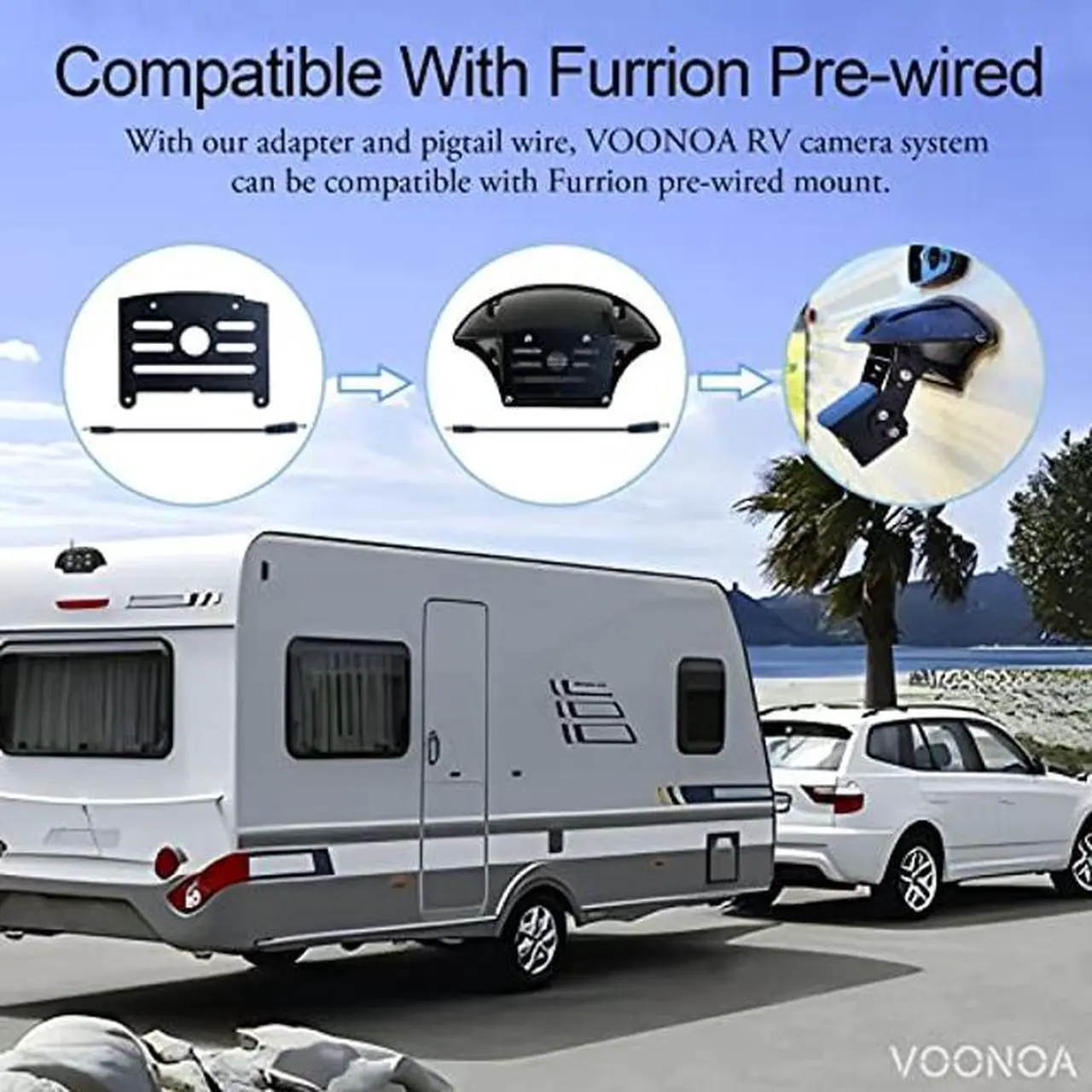 Alt view image 5 of 5 - 1080P Wireless RV Camera System, IP69 Waterproof Night Vision RV Backup Camera Side Rear View Camera 4 with 7 Inch HD Monitor DVR Recording for RV Truck Trailer Camper Compatible with Furrion Mount