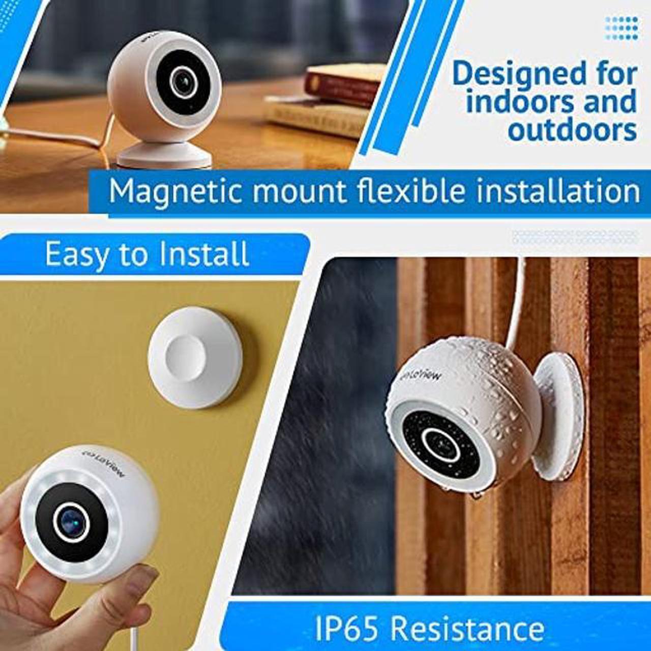 Alt view image 5 of 5 - LaView 4MP Security Cameras Outdoor Indoor 4pc,2K Wired Cameras for Home Security with Starlight Color Night Vision,IP65 Spotlight Camera 2.4G,2-Way Audio,AI Human Detection,Works with Alexa