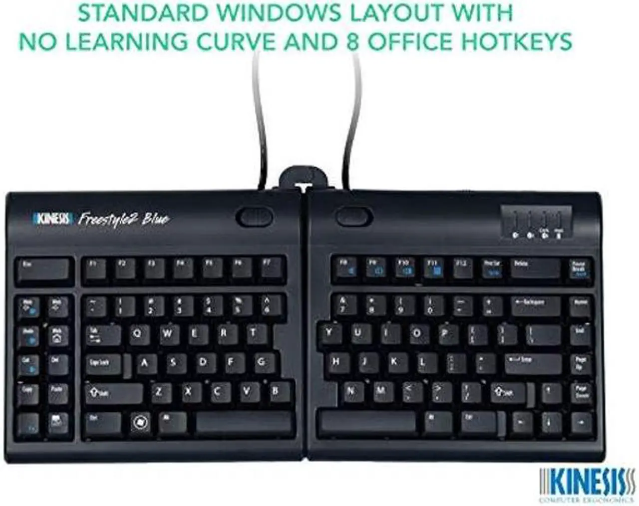 Alt view image 2 of 5 - KINESIS Freestyle2 Blue Wireless Ergonomic Keyboard for PC (9" Separation), Dark Gray
