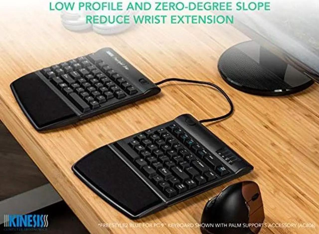 Alt view image 3 of 5 - KINESIS Freestyle2 Blue Wireless Ergonomic Keyboard for PC (9" Separation), Dark Gray