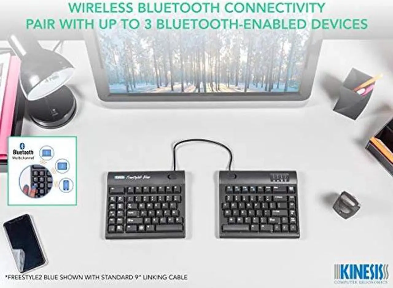 Alt view image 4 of 5 - KINESIS Freestyle2 Blue Wireless Ergonomic Keyboard for PC (9" Separation), Dark Gray
