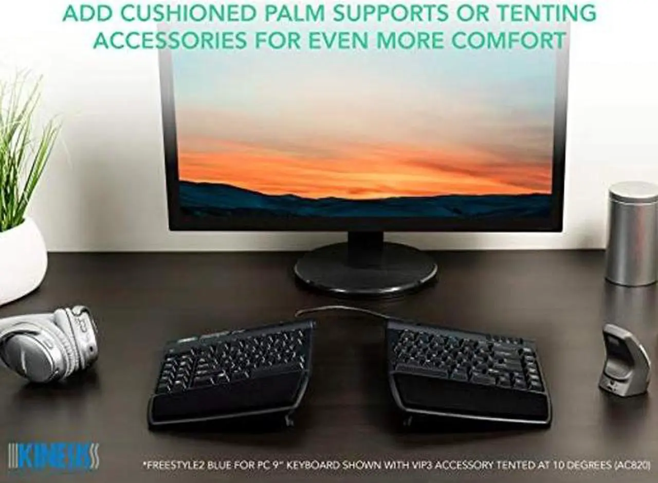 Alt view image 5 of 5 - KINESIS Freestyle2 Blue Wireless Ergonomic Keyboard for PC (9" Separation), Dark Gray