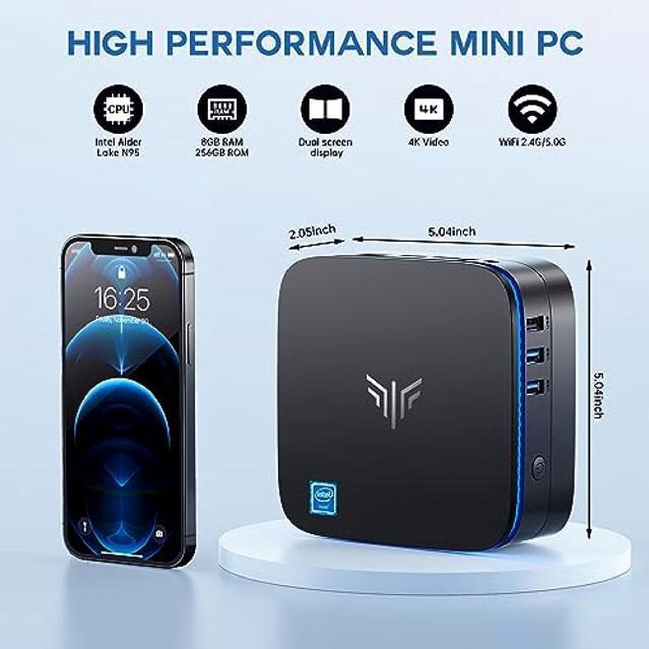 Alt view image 5 of 5 - KAMRUI AK1 Plus Mini PC, Intel 12th Gen N95(up to 3.4GHz) Mini Desktop Computers, 8GB RAM/256GB M.2 SSD Micro Computer Tower Support 4K UHD, Dual Wi-Fi, BT 4.2 for Business Home Office