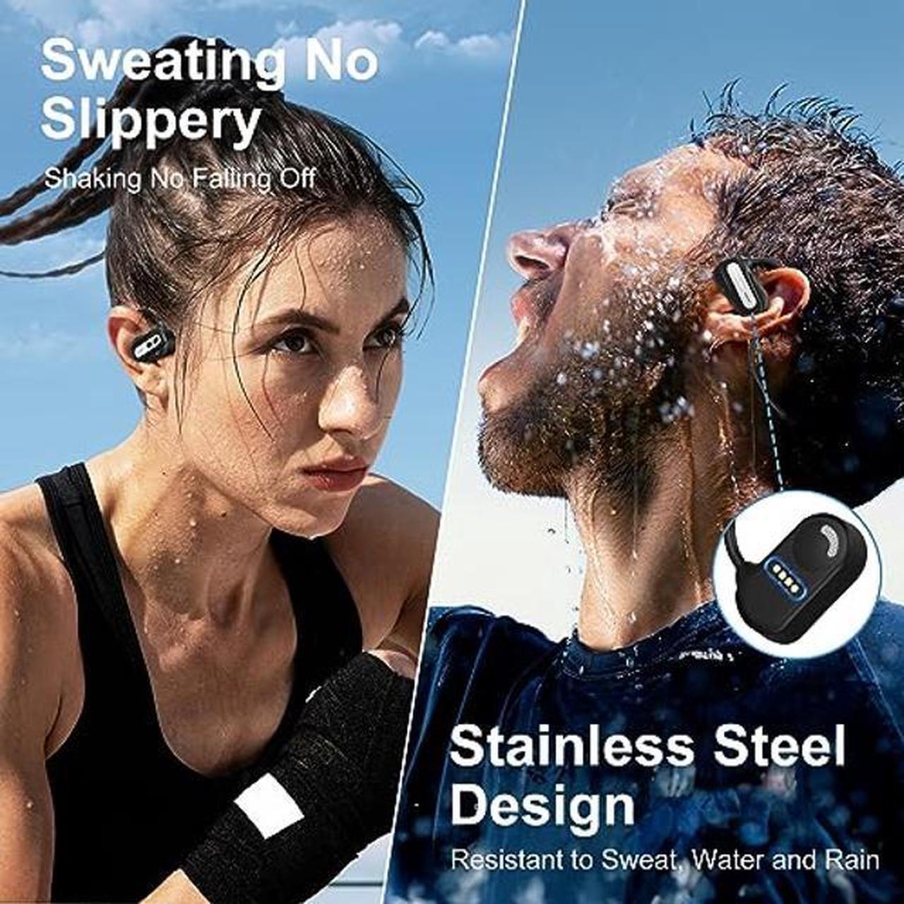 Alt view image 2 of 5 - MeloAudio Open Ear Headphones, Bluetooth 5.3 Air Conduction Wireless Sport Headphones with Immersive Premium Bass Up Sound, Waterproof, Dual-Mic Open Ear Earbuds for Running, Cycling and Workouts