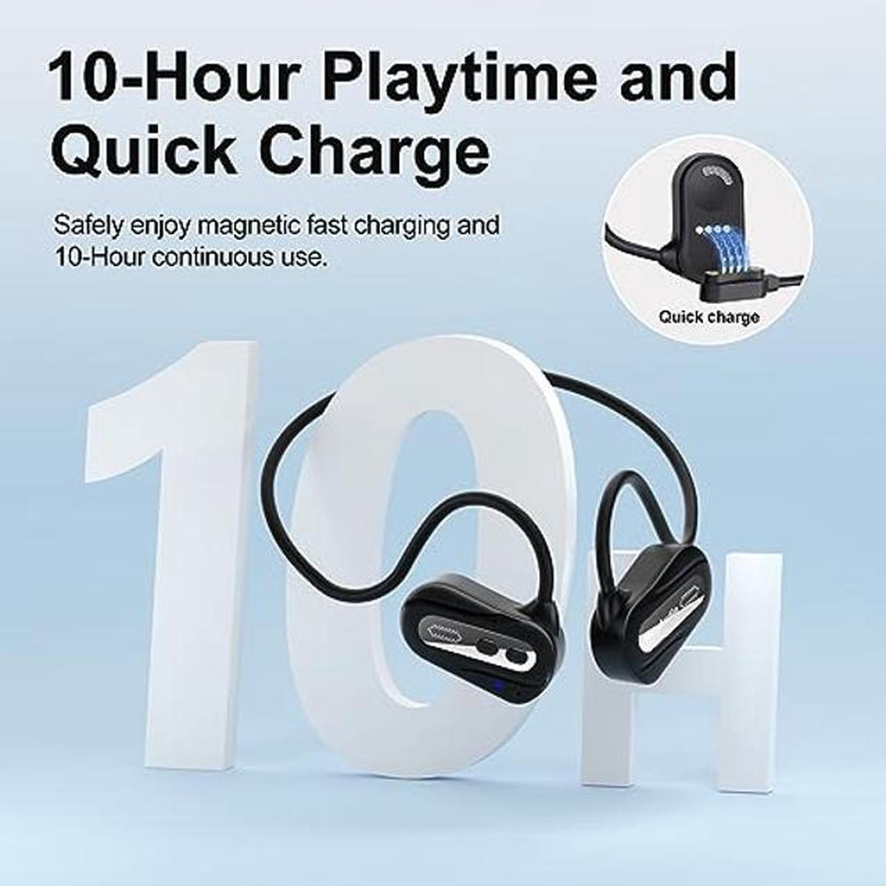 Alt view image 4 of 5 - MeloAudio Open Ear Headphones, Bluetooth 5.3 Air Conduction Wireless Sport Headphones with Immersive Premium Bass Up Sound, Waterproof, Dual-Mic Open Ear Earbuds for Running, Cycling and Workouts