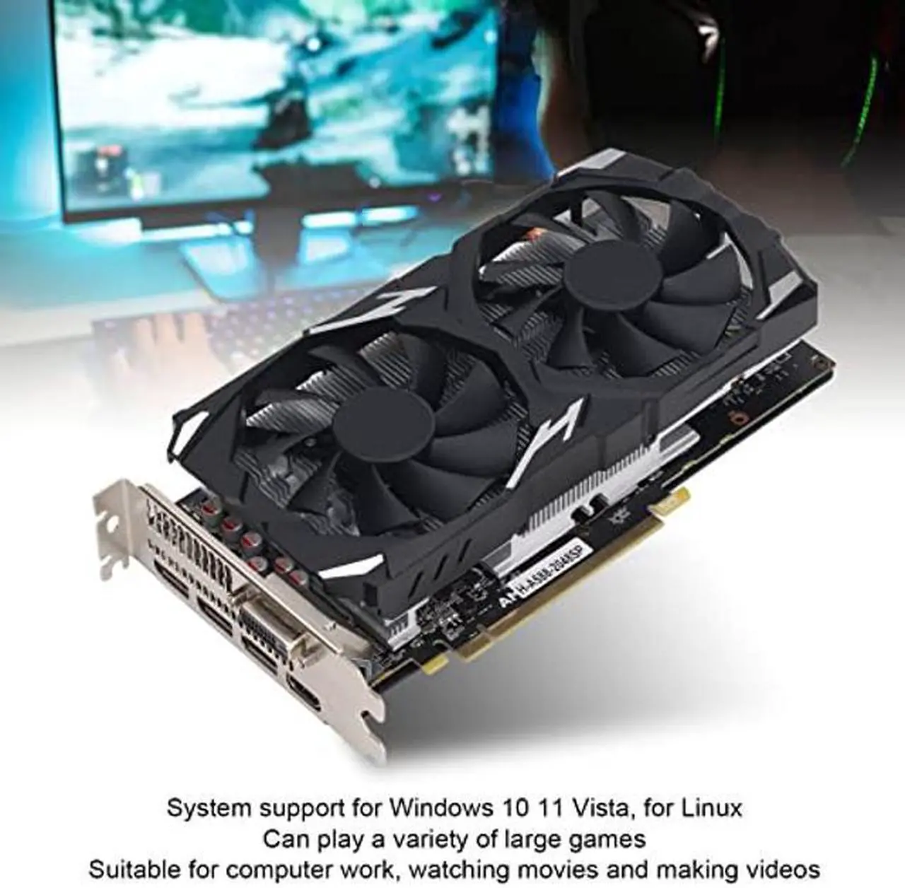 Alt view image 4 of 5 - RX580 Graphics Card - 8GB GDDR5 256BIT Interface Gaming Graphics Card, PC Gaming Graphics Card Low Noise Support DVI DP PC Gaming Video Card Computer Accessories for Win 10 11 (RX580 8GB GDDR5 256BIT)