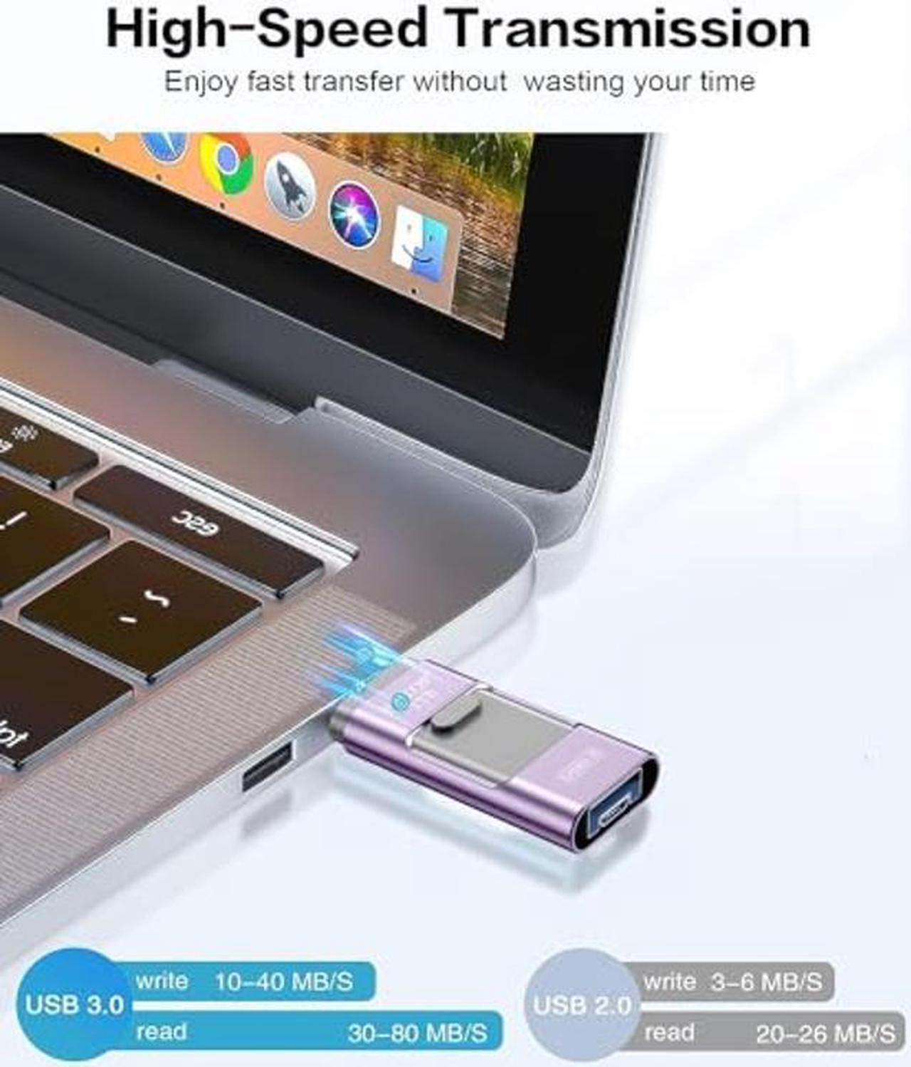 Alt view image 3 of 5 - EATOP USB 3.0 Flash Drive 1TB Intended for iPhone iPad, USB Memory Stick External Storage Thumb Drive Photo Stick Compatible with iPhone/iPad/Android and Computer (Light Purple)