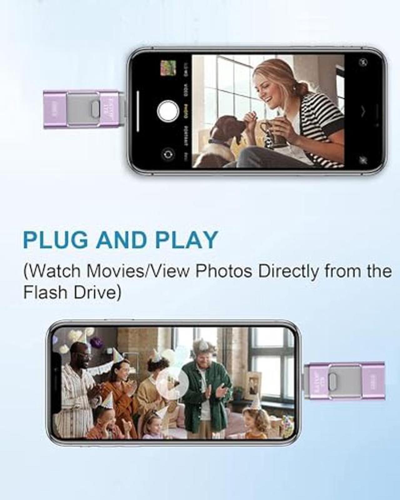 Alt view image 4 of 5 - EATOP USB 3.0 Flash Drive 1TB Intended for iPhone iPad, USB Memory Stick External Storage Thumb Drive Photo Stick Compatible with iPhone/iPad/Android and Computer (Light Purple)