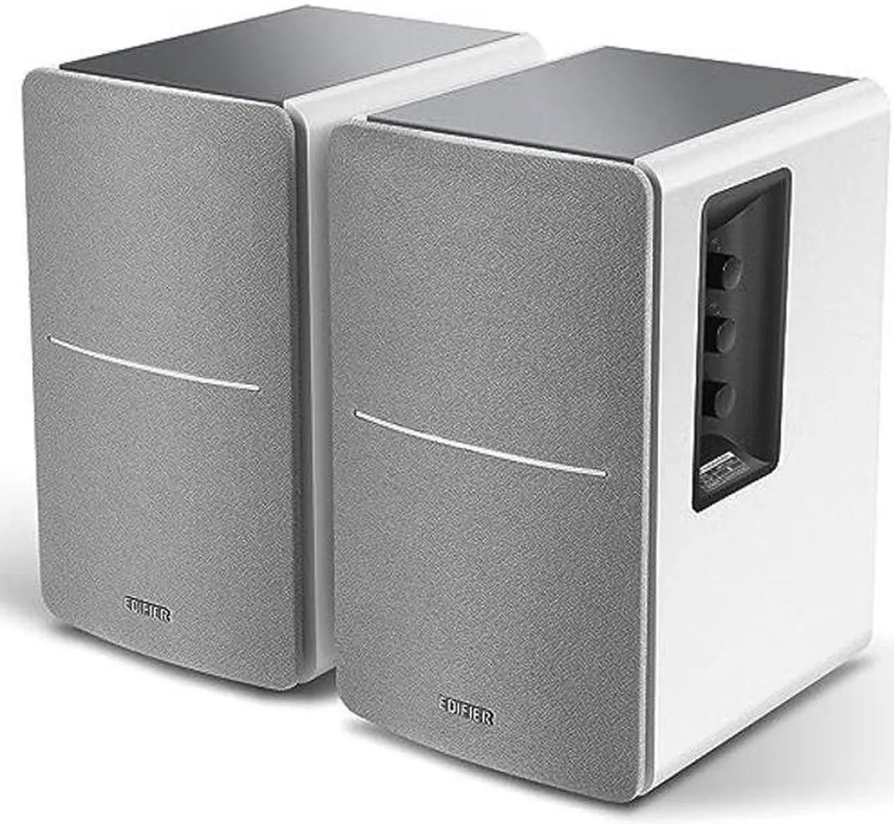 Alt view image 2 of 5 - Edifier R1280DB Powered Bluetooth Bookshelf Speakers - Optical Input - Wireless Studio Monitors - 4 Inch Near Field Speaker - 42w RMS - Wood Grain (White)