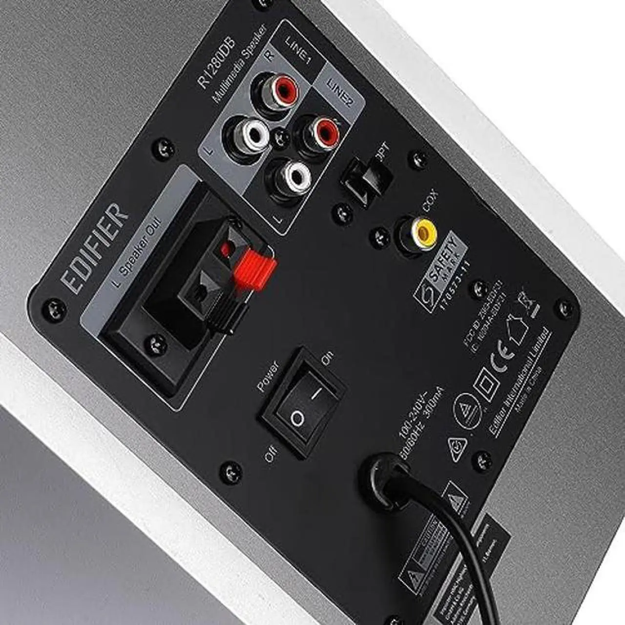 Alt view image 4 of 5 - Edifier R1280DB Powered Bluetooth Bookshelf Speakers - Optical Input - Wireless Studio Monitors - 4 Inch Near Field Speaker - 42w RMS - Wood Grain (White)