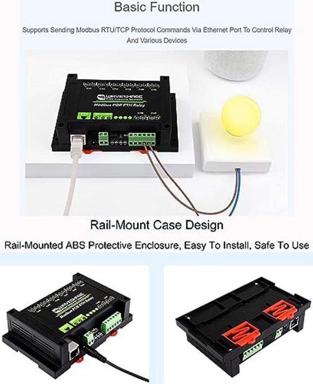 Alt view image 4 of 5 - waveshare 8-CH Ethernet Relay Module, Modbus RTU/Modbus TCP Protocol, PoE Port Communication, with Various Isolation and Protection Circuits