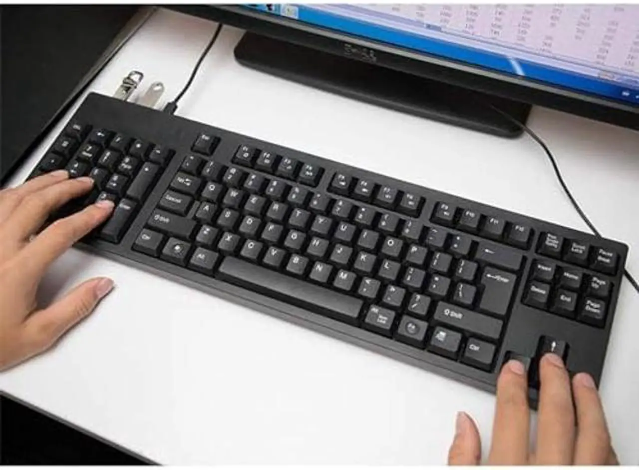 Alt view image 5 of 5 - Acogedor Left Handed Keyboard, USB Wired Keyboard with 2 USB Hub, 109 Keys Ergonomic Keyboard, with Left Hand Number Pad, for Home Office