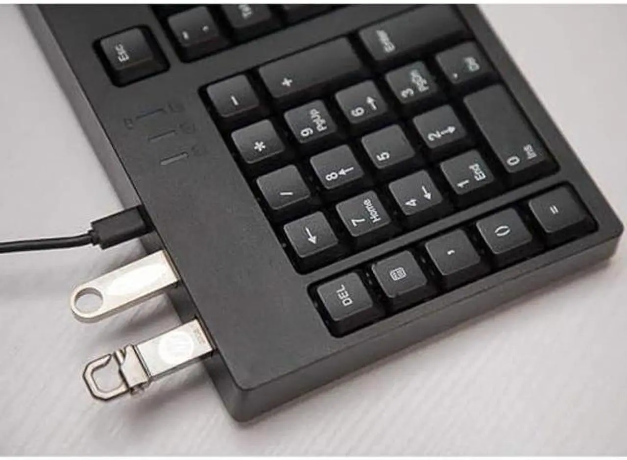Alt view image 4 of 5 - Acogedor Left Handed Keyboard, USB Wired Keyboard with 2 USB Hub, 109 Keys Ergonomic Keyboard, with Left Hand Number Pad, for Home Office