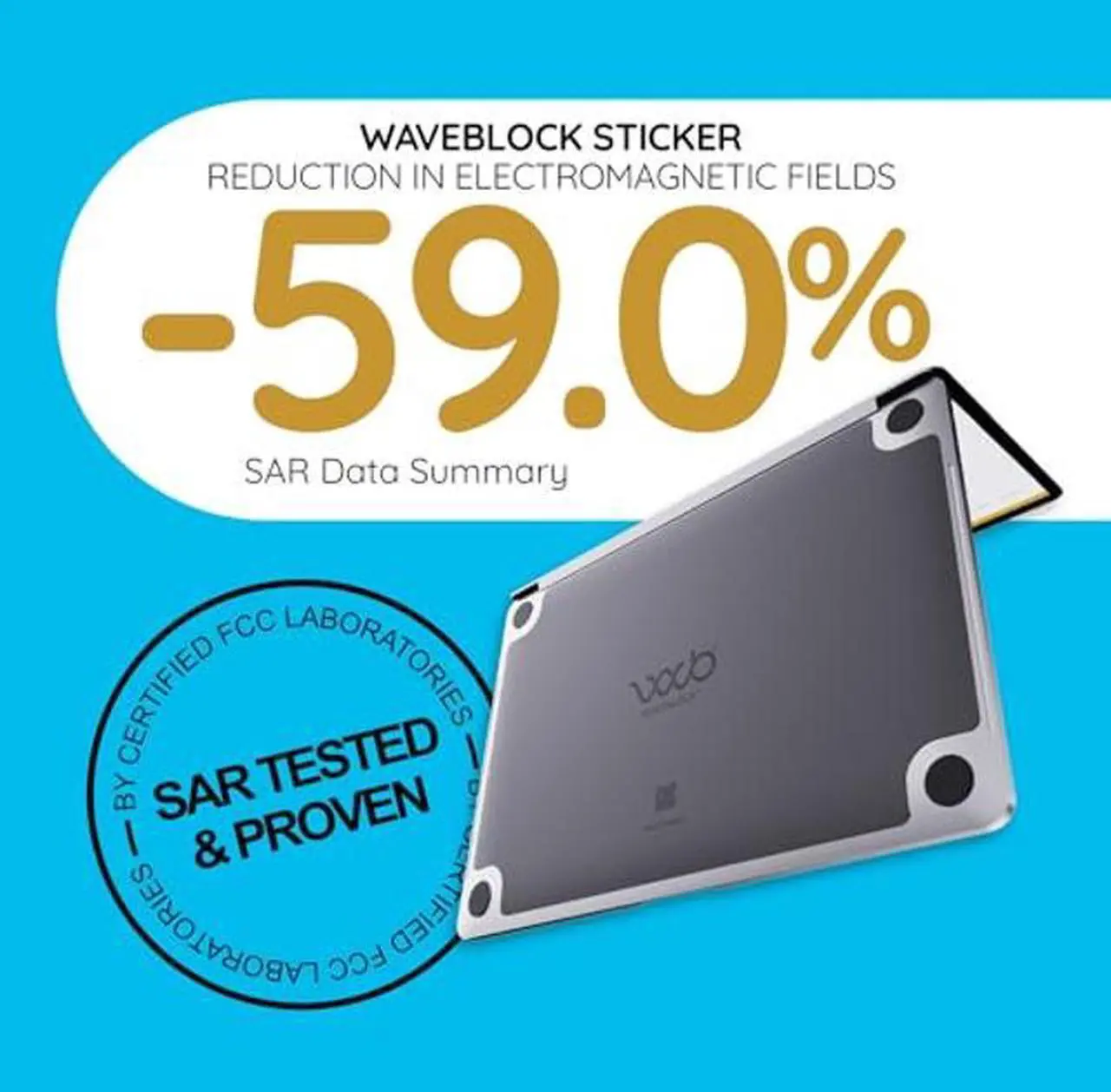 Alt view image 4 of 5 - WaveBlock Protection Sticker for MacBook Pro 13", Harm Blocker for Laptop, 5G Shield Reduction, Fits Beneath Case, Tested in FCC Certified Lab