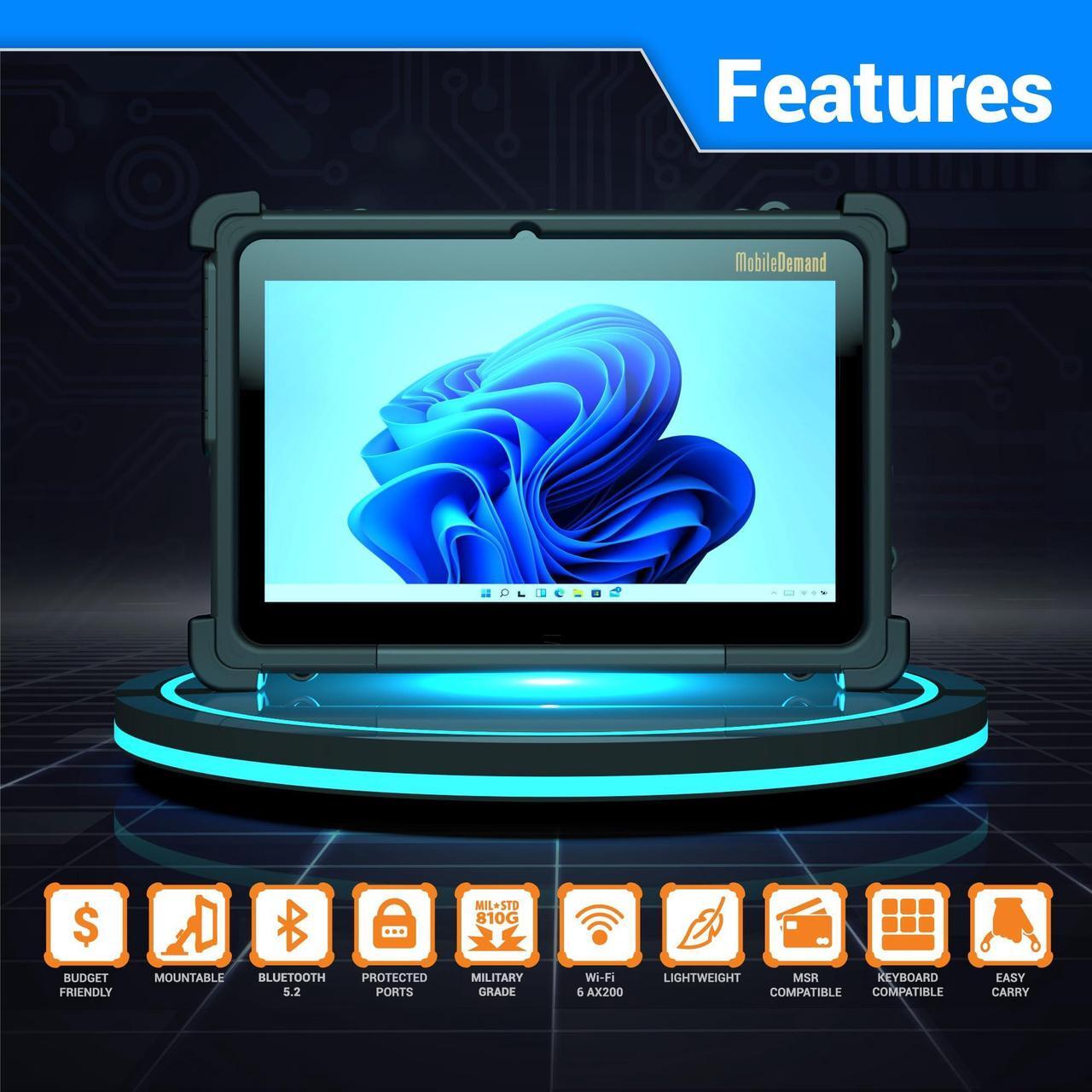 Alt view image 4 of 5 - MobileDemand Flex 10B Rugged 10 inch Tablet with Keyboard and Windows 11 Pro Upgrade, A Rugged Laptop Tablet PC,(Beats Traditional Laptop Computer in Rigidity), Field Work Business Laptop