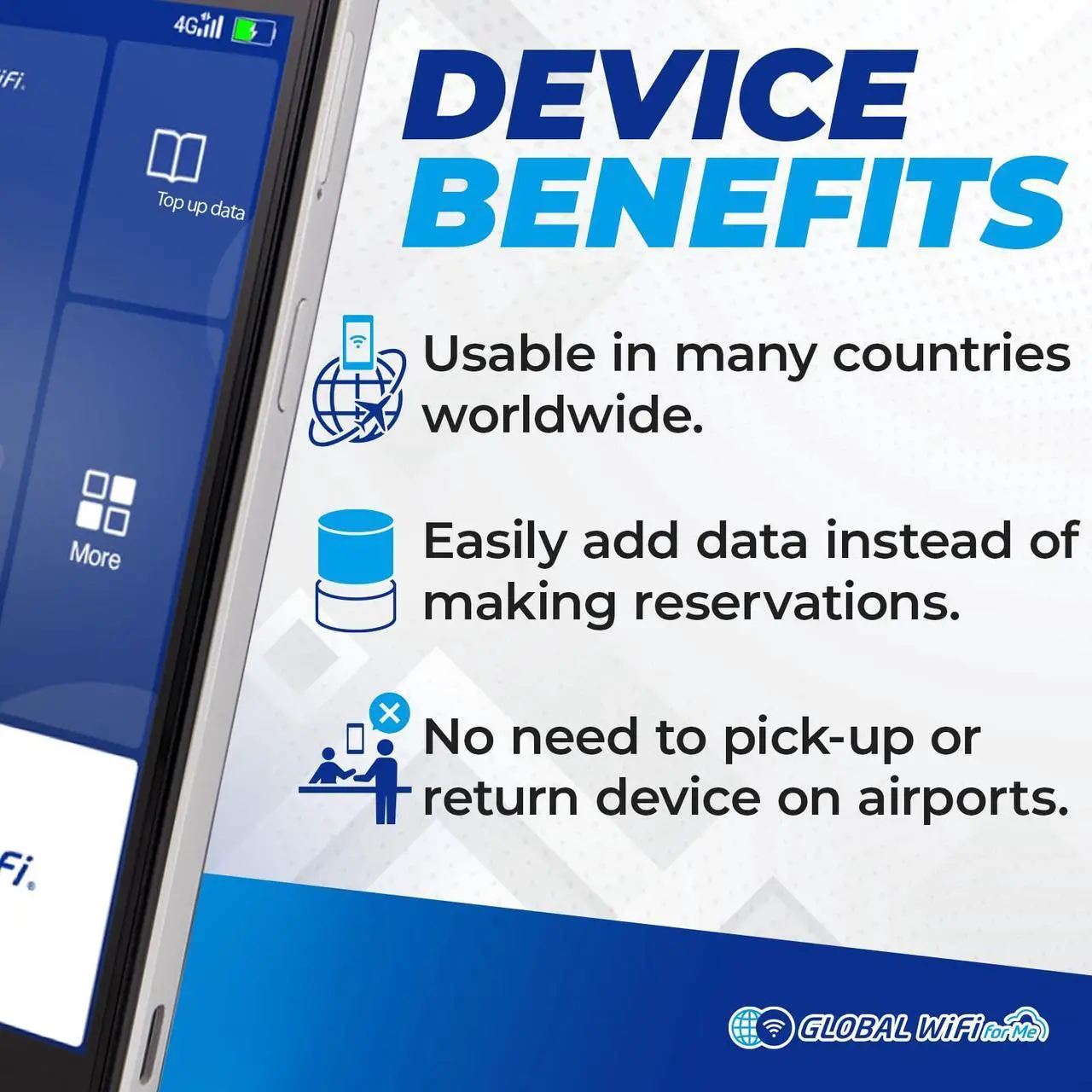 Alt view image 5 of 5 - [Global WiFi for Me] G40 4G LTE Portable WiFi Hotspot for Travel, SIM Free CloudSIM, Global High Speed 1GB & US 10GB, Data top-up on The WiFi, Local & International Coverage