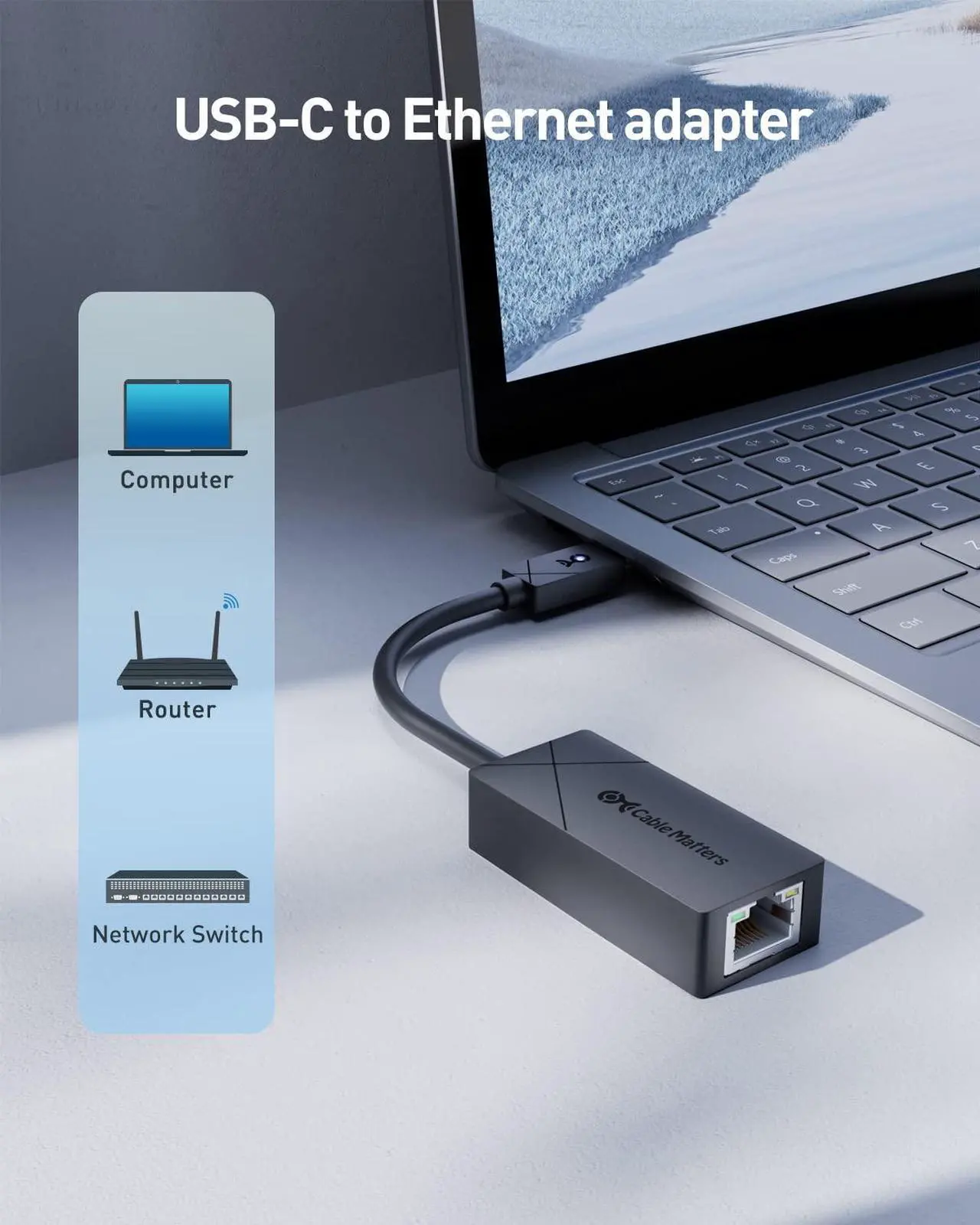 Alt view image 5 of 5 - [Designed for Microsoft Surface] Cable Matters USB C to 2.5Gbps Ethernet Adapter, USB-C to Network, 2.5g Ethernet to USB-C Adapter Black