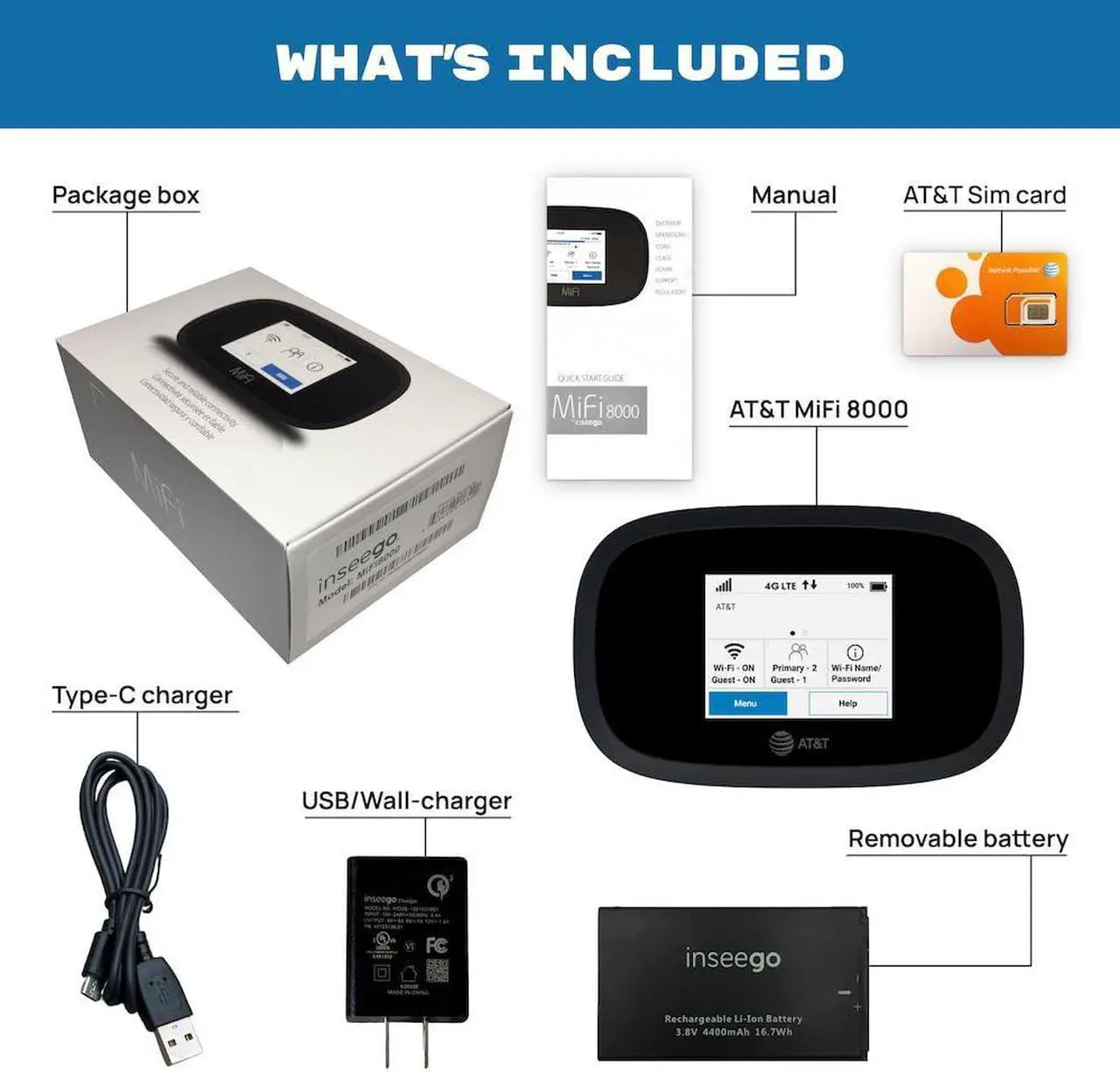 Alt view image 2 of 5 - AT&T Wireless Hotspot WiFi Device 4G LTE MiFi 8000 | Global 4G Cat18 LTE | Up to 1 Gbps | EVDO-LINK Bundle for Mobile Hotspot Device | with SIM Card