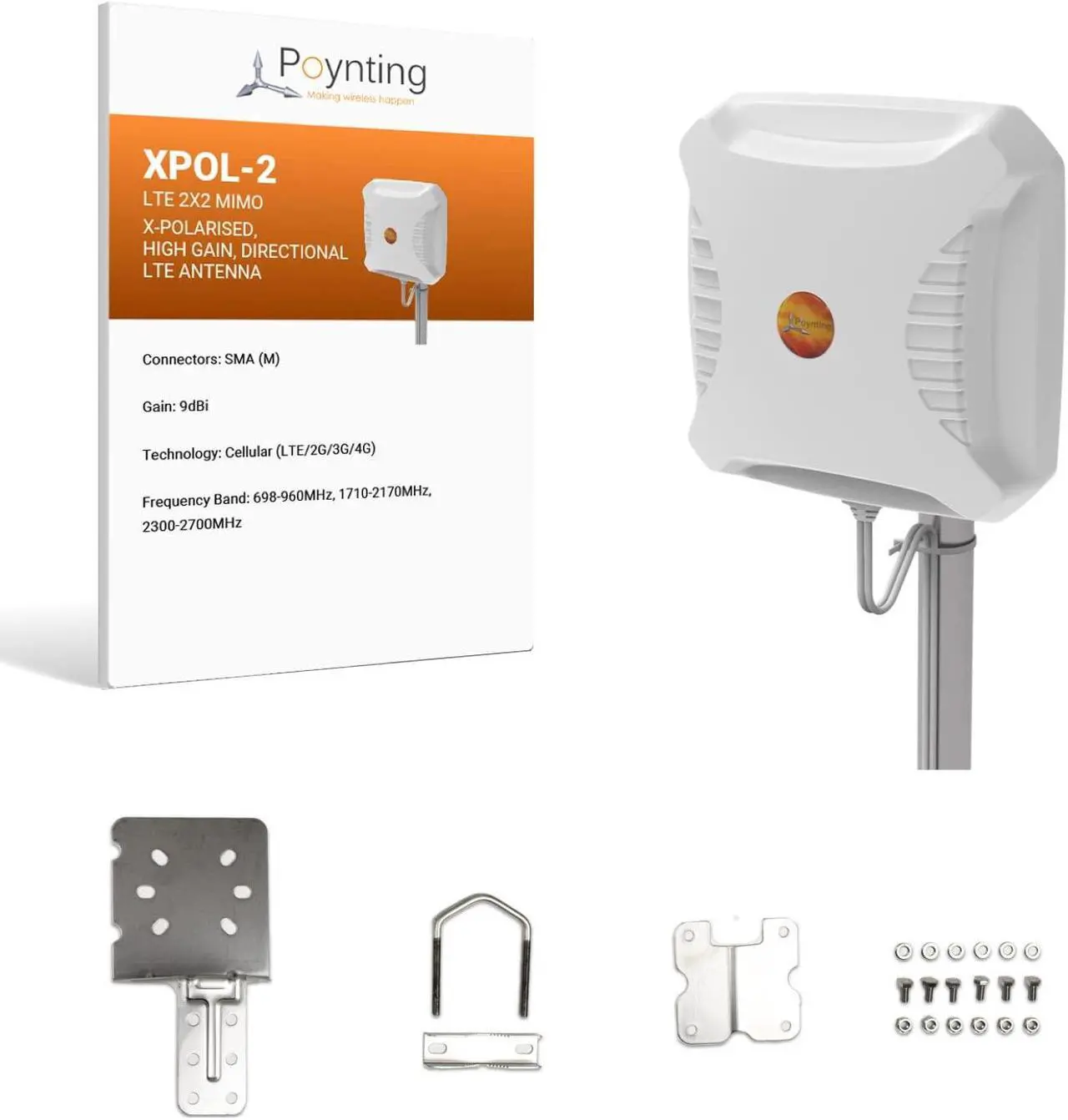 Main image of Poynting XPOL-2-5G (No T-Mobile) Directional Cellular Antenna | 2X2 MIMO | 4G/LTE 5G | 698-3800 MHz | 11dBi | N-Connector