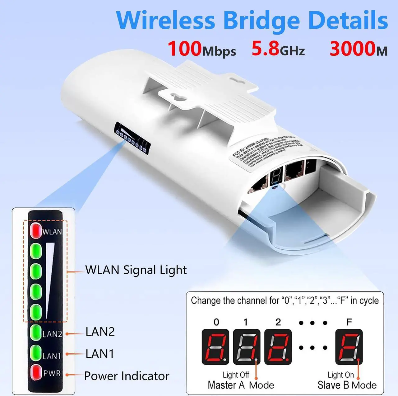 Alt view image 2 of 5 - Point to Point Starlink Internet Outdoor Long Range Transmission for Starlink Gen 3 Router, Starlink WiFi Extender, 5.8GHz 3KM 100Mbps with 16dBi High Gain Antenna, 2 Pack