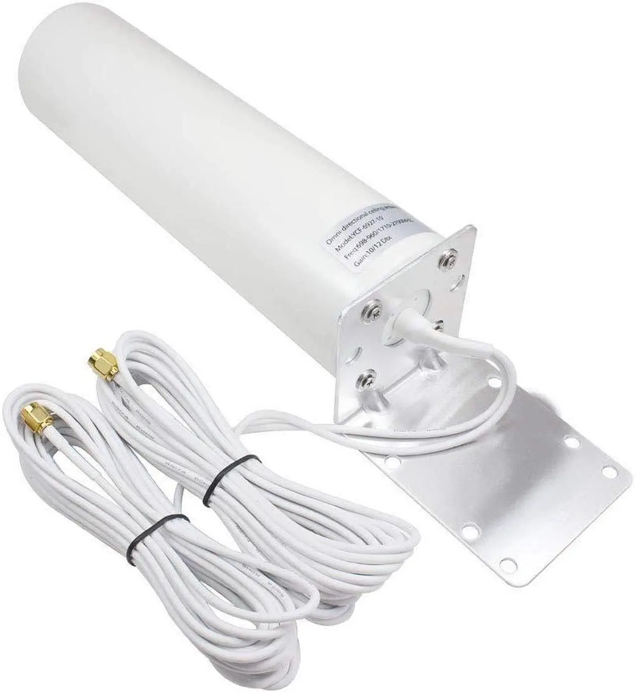 Alt view image 2 of 5 - High Gain 10-12dBi Dual SMA Male 698-2700 MHz 3G/4G LTE Omni-Directional Outdoor Pole/Wall Mount Antenna for Mobile Cell Phone Cellular 4G LTE Router Modem Gateway